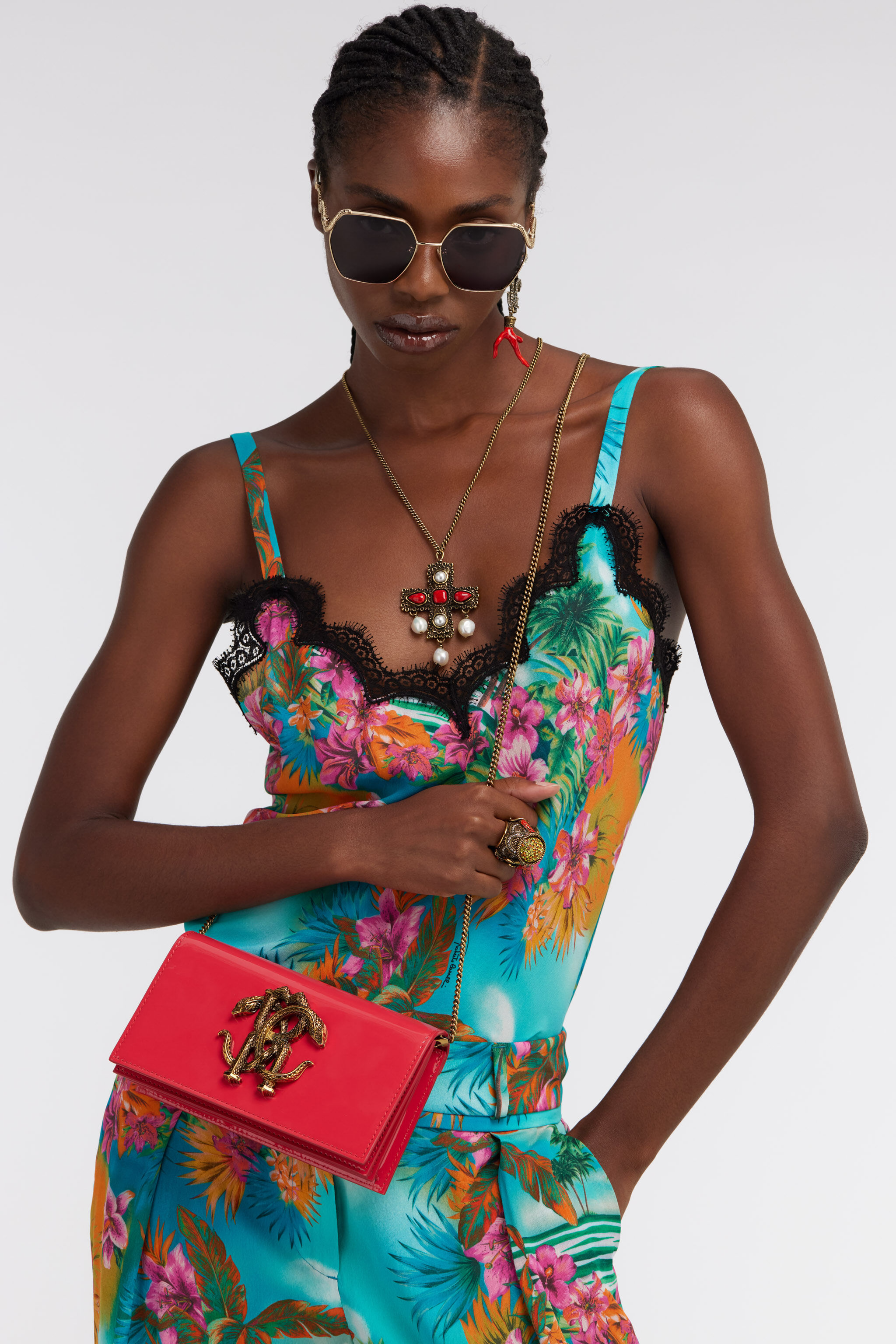 RC Shoulder bag with Monogram Mirror Snake Fucsia SKB112-PZ133