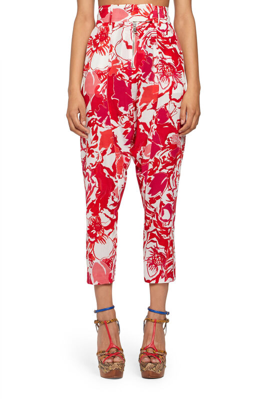 RC Hydrangea print cropped trousers Red IQT205-SQP69