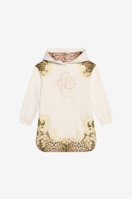 JU Robe Sweat-shirt à Imprimé Léopard Et Baroque MILKY WHITE VJT69B-CF050