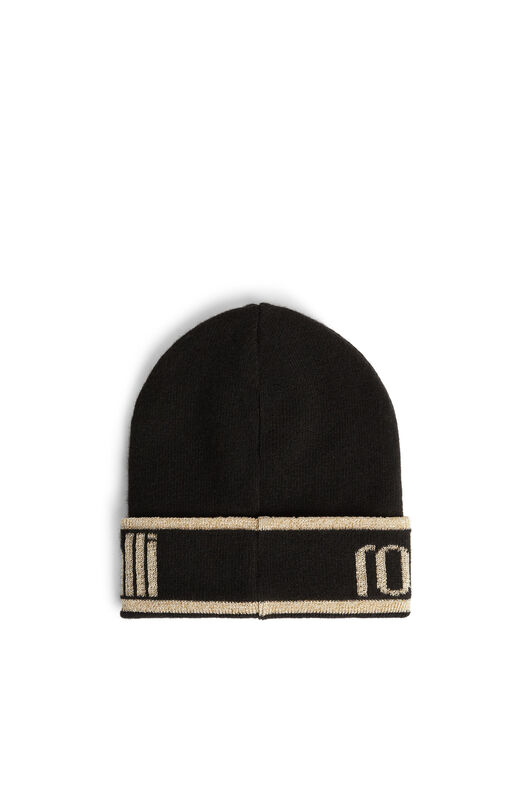 JU Logo-Beanie aus Wolle und Kaschmir BLACK/GOLD JJI010-MQ033