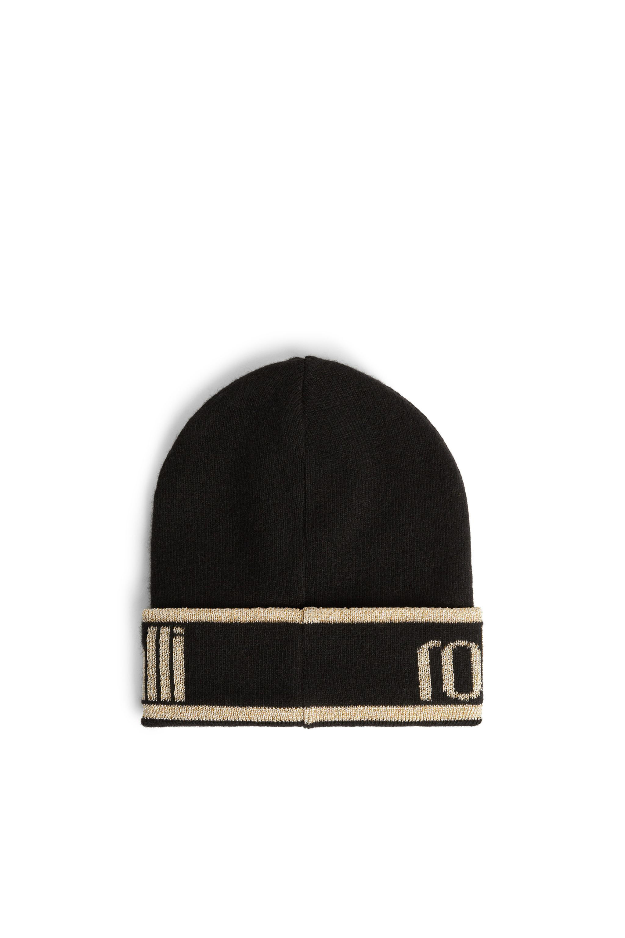 JU Logo-Beanie aus Wolle und Kaschmir BLACK/GOLD JJI010-MQ033