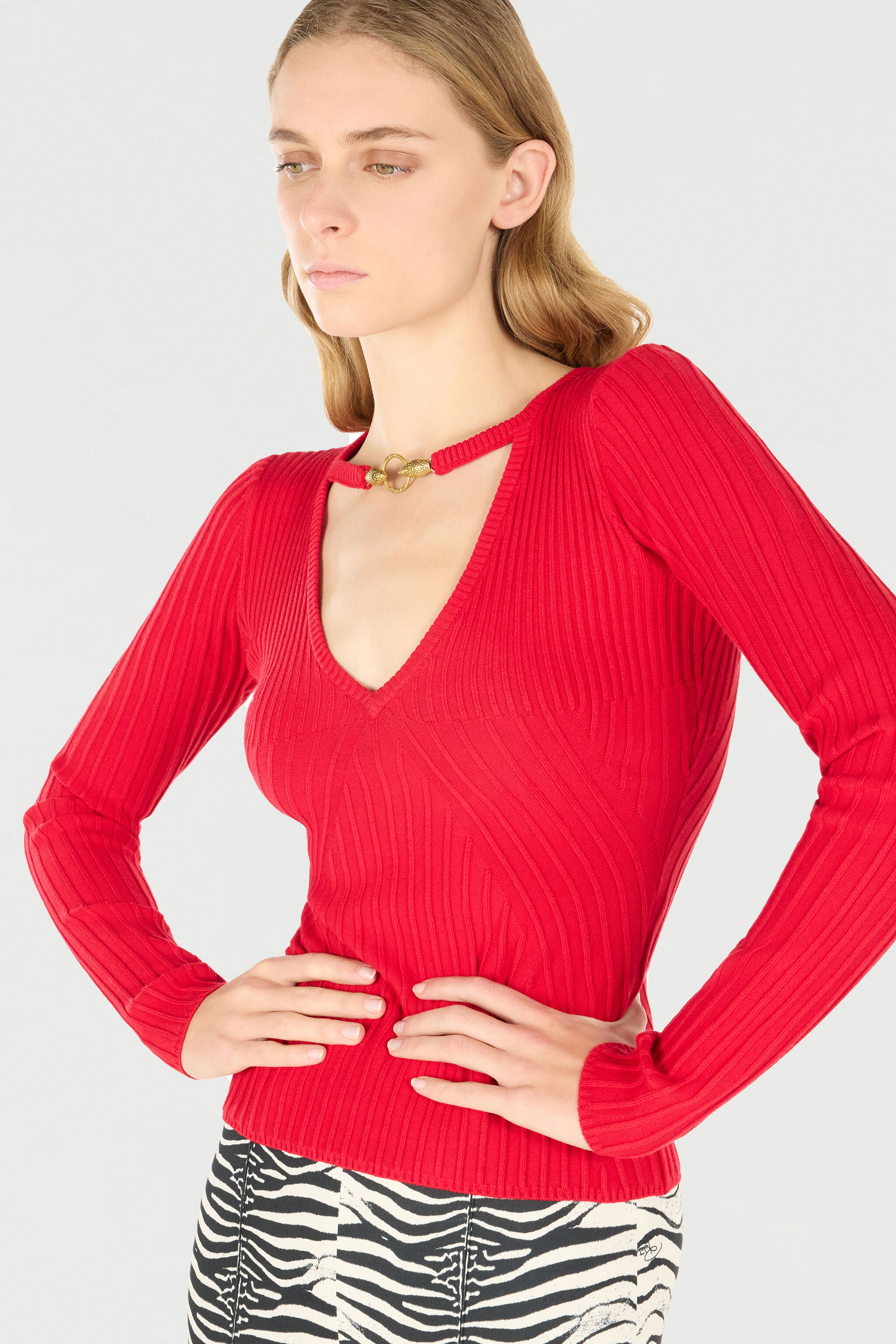 JC Sweater with Snake Head Charms Rot TFM024-TF149