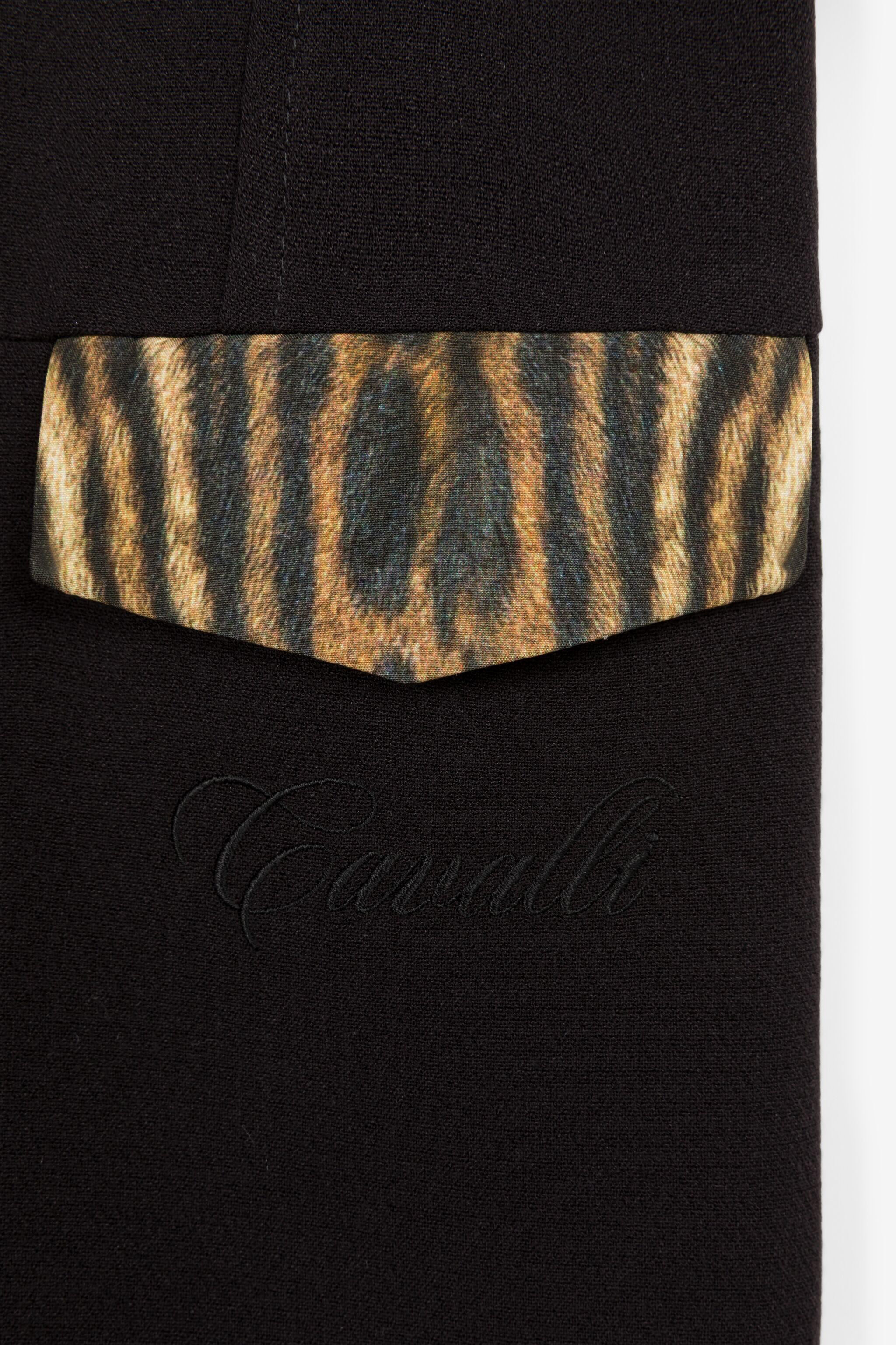 JU Doppelreihiger Mantel mit Animal-Print Schwarz PJT401-KU001