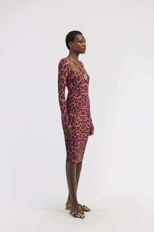 RC Midi-Kleid mit Leopardenmuster Fuchsia RWT171-LNI13