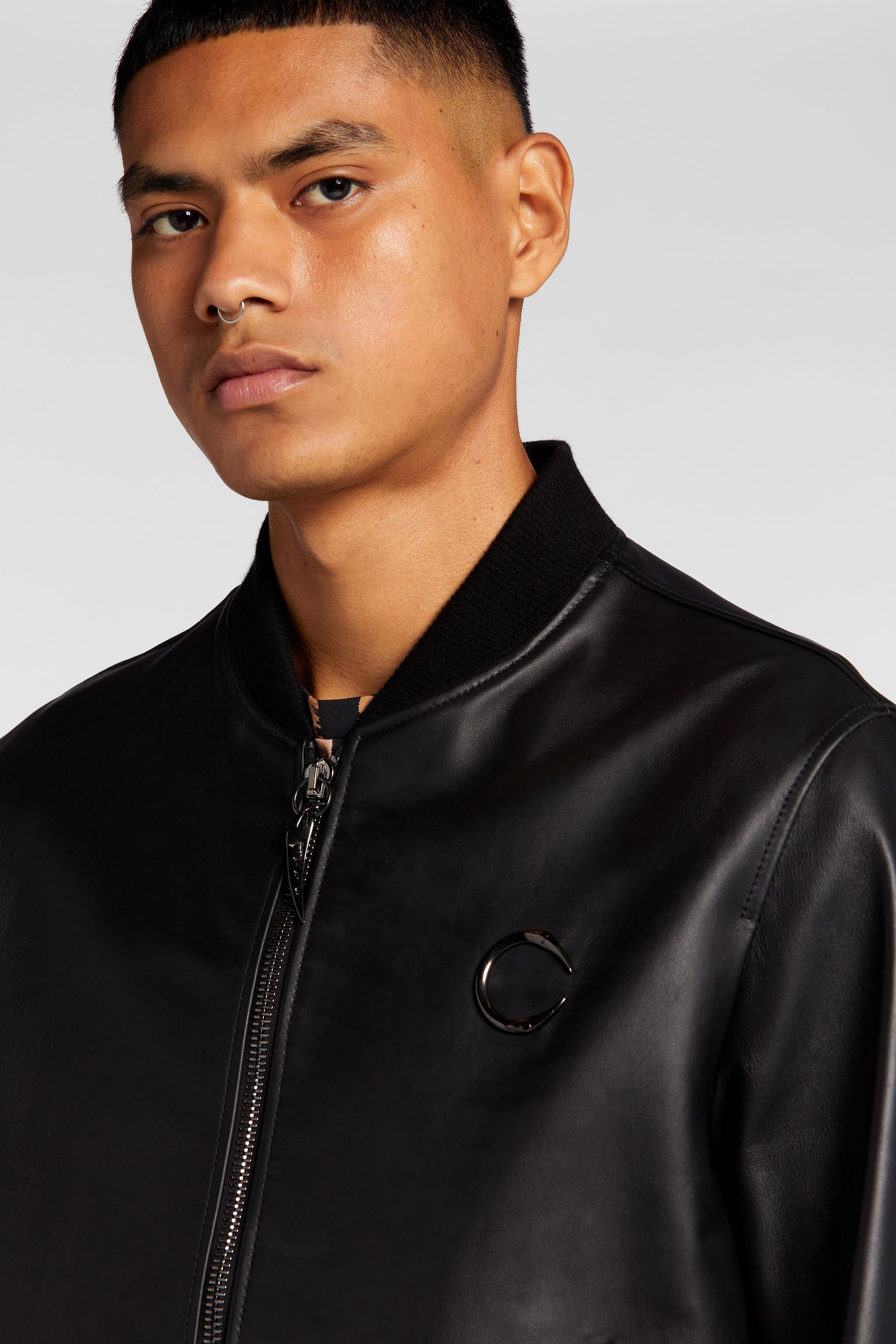 RC Bomberjacke aus Leder BLACK/GUN NNP820-PN001