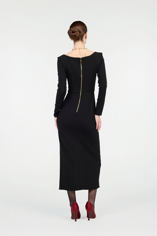 RC Black Midi Dress with Slit Schwarz VWT163-WP010