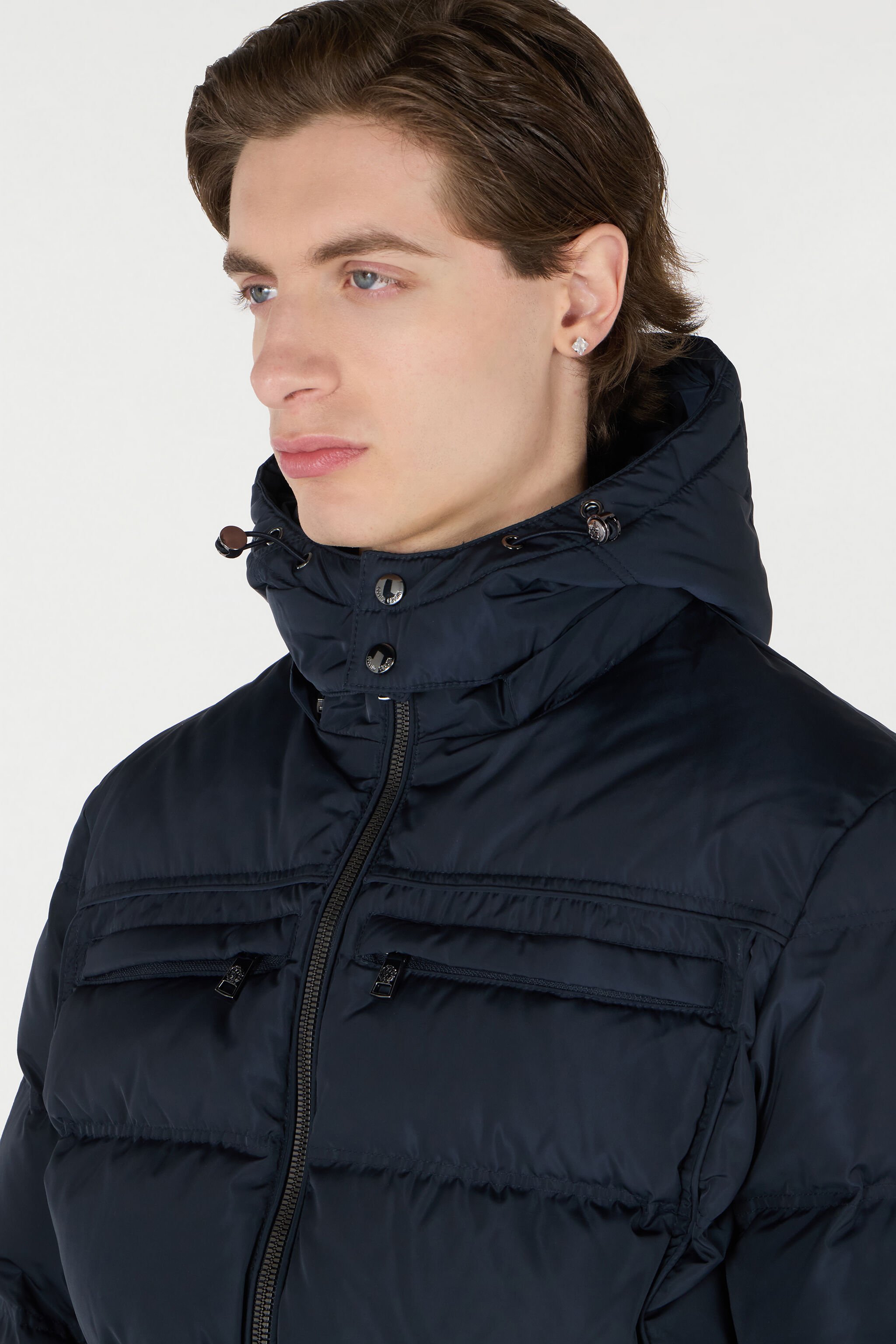RC Gesteppte Daunenjacke Mit Kapuze Dunkelblau OOT40B-SBO01