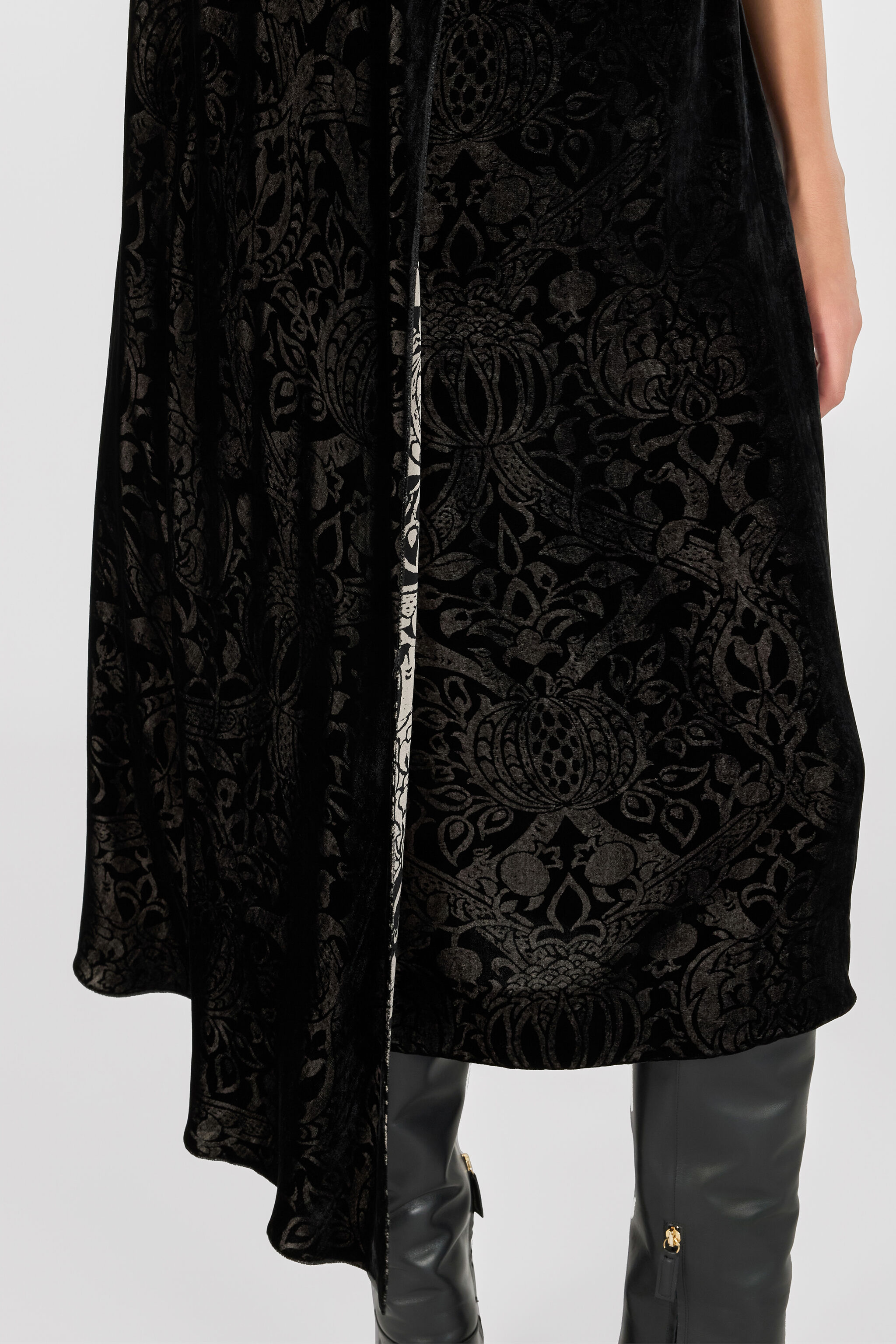 RC Abito midi con stampa Broccato Nero TWT122-VUN25