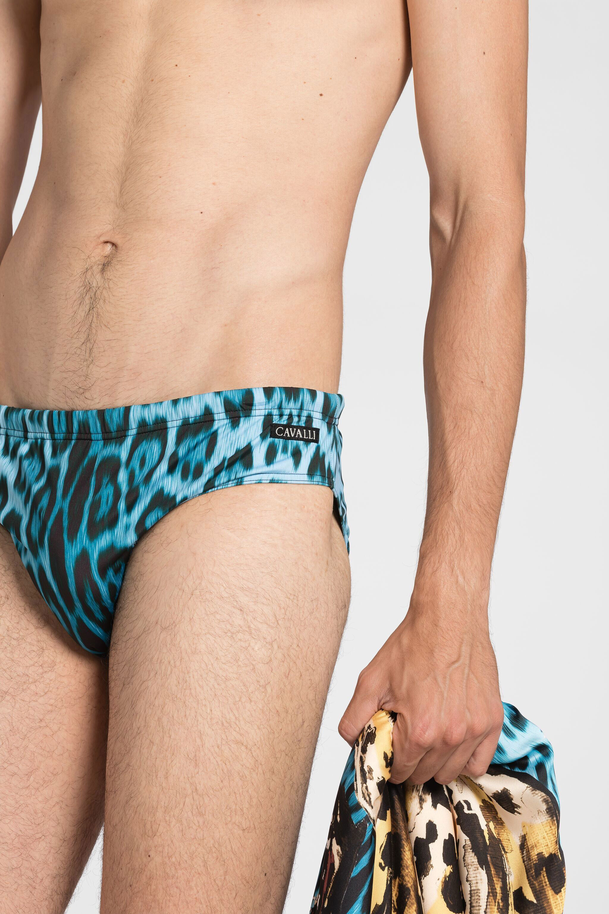 RC Leopard print swimming trunks BLU QRH00E-LNF53