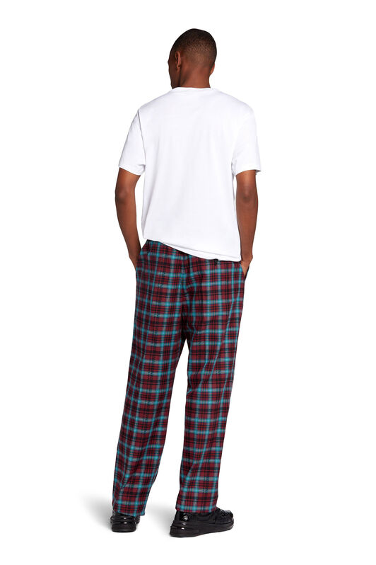 RC Zebra Tartan-Print Cotton Lounge Trousers Rojo oscuro JNT239-FY040