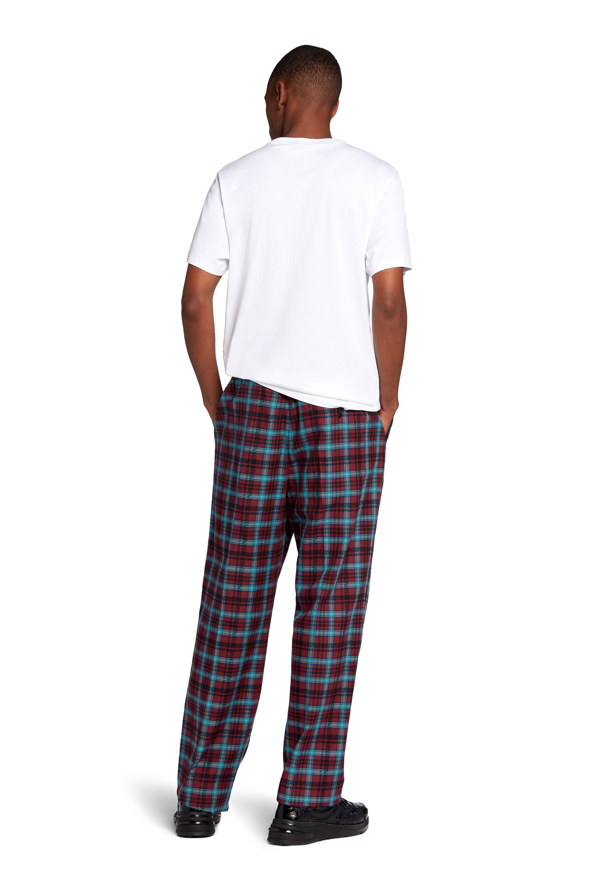 RC Zebra Tartan-Print Cotton Lounge Trousers Rojo oscuro JNT239-FY040