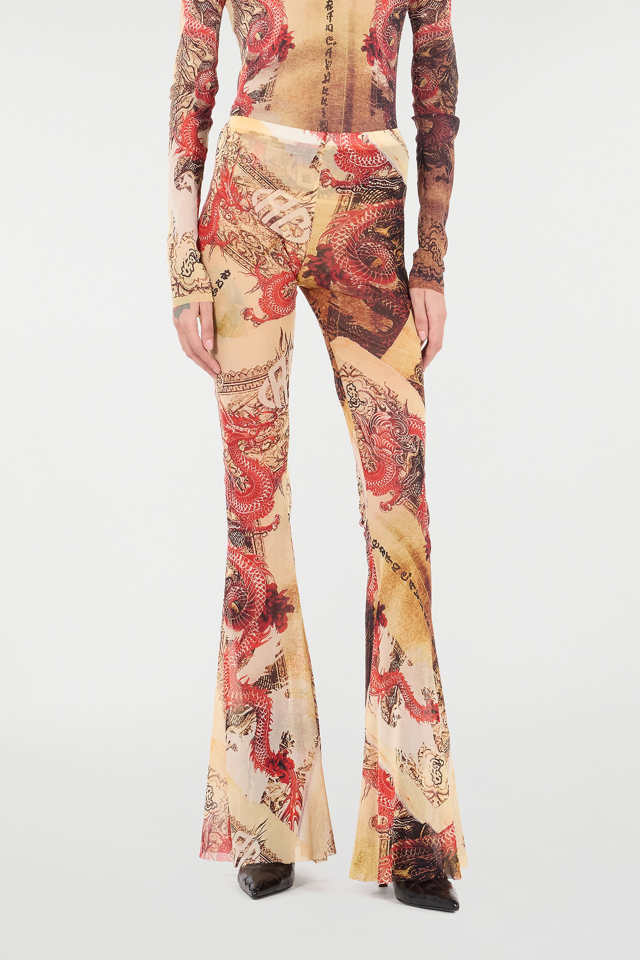RC Pants with Oriental Print NATURALE/ROSSO VQT21A-TLQ00