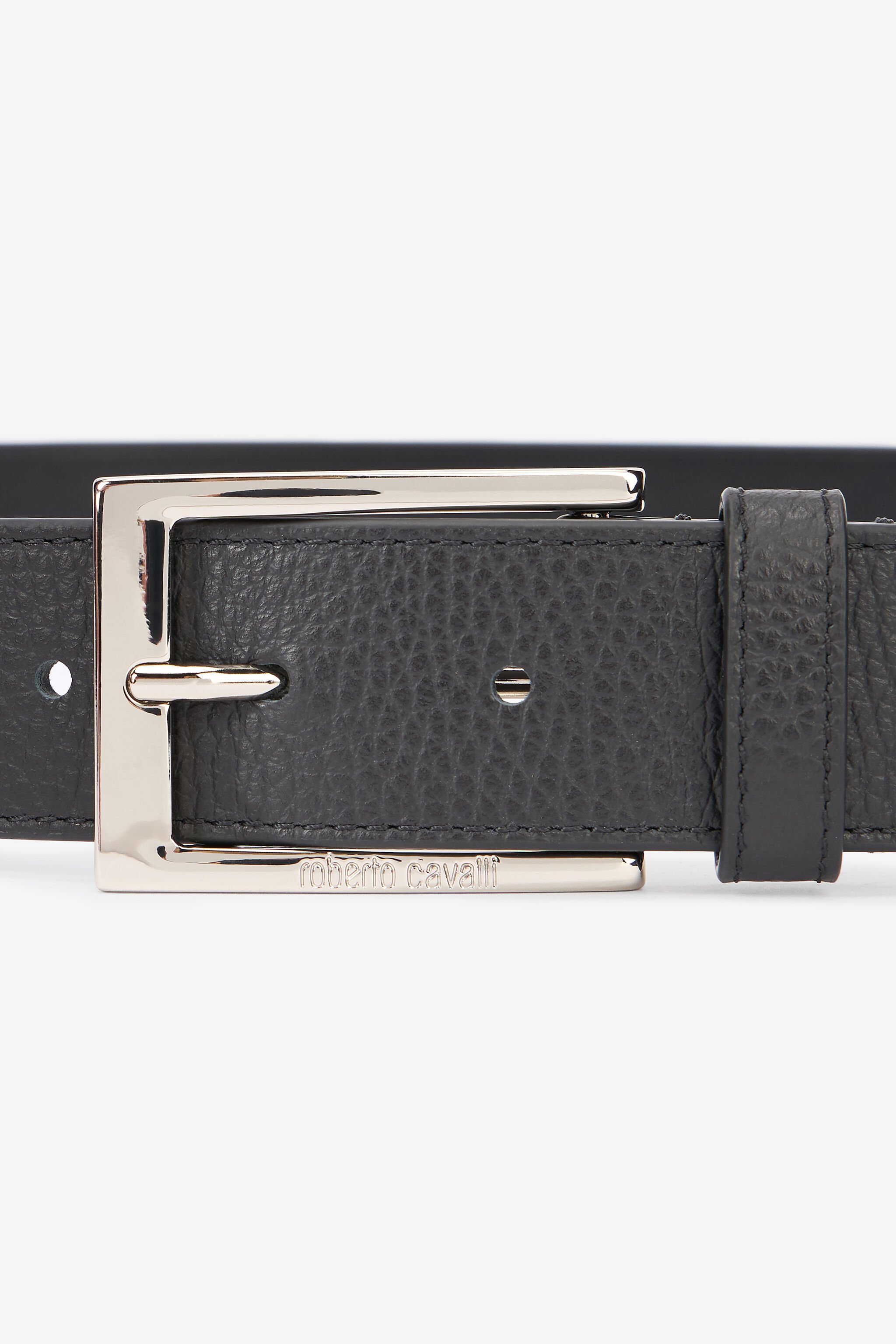 RC Ceinture Tendance En Cuir Noir Avec Boucle Logo Or NOC00D-PZA12