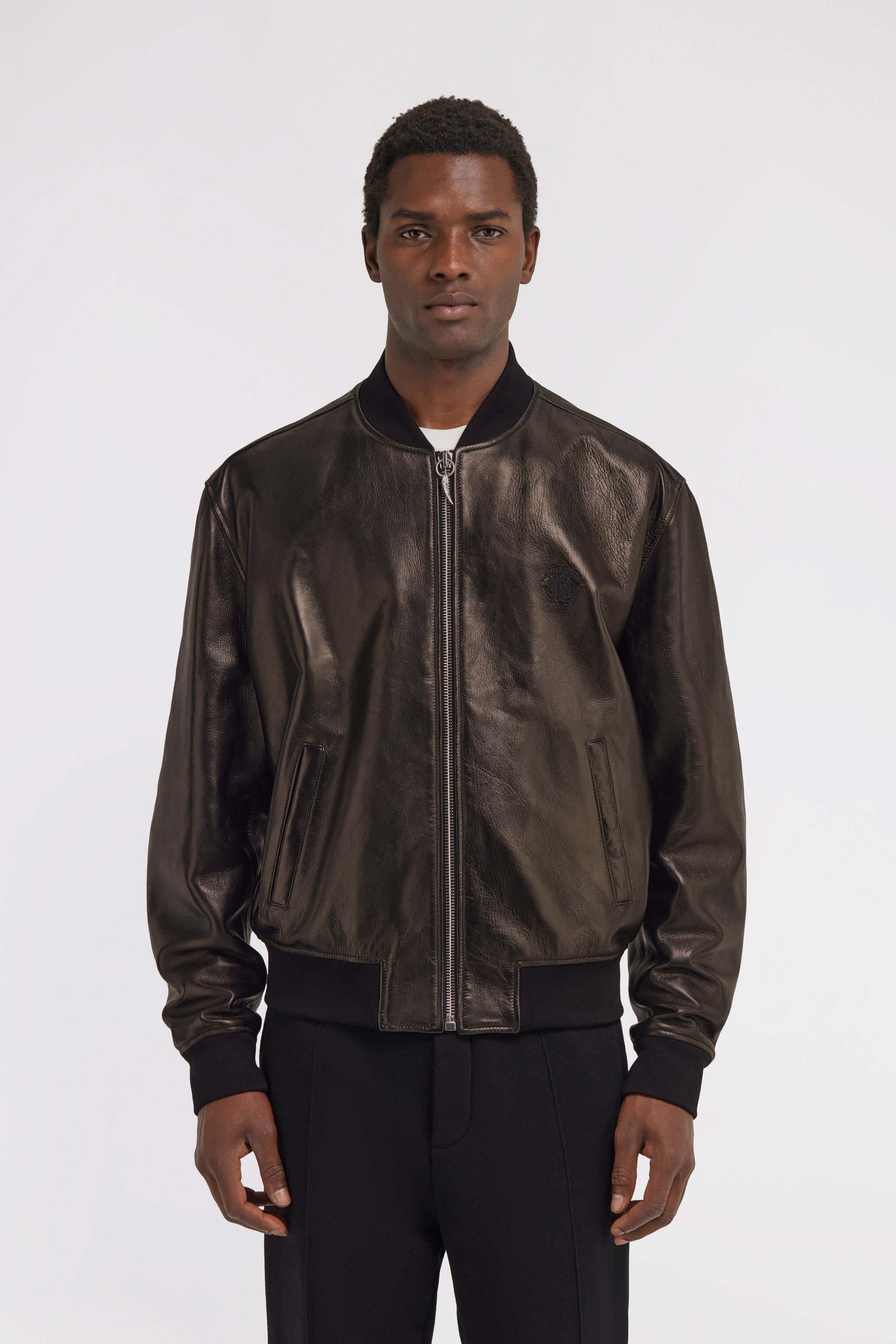RC Giacca bomber in pelle Nero SRP401-PFF15