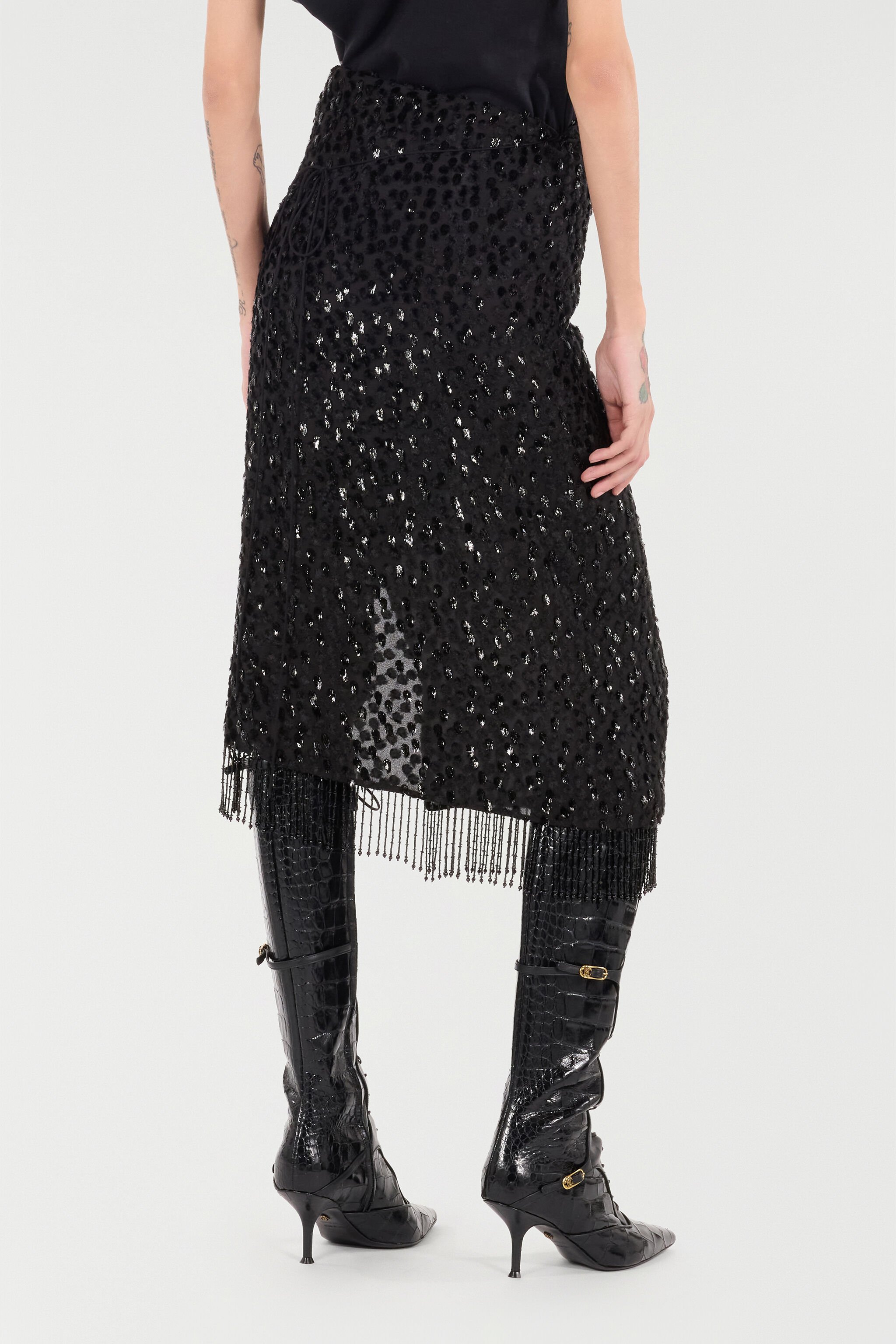 RC Skirt With Beaded Hem Black UKR304-FC004
