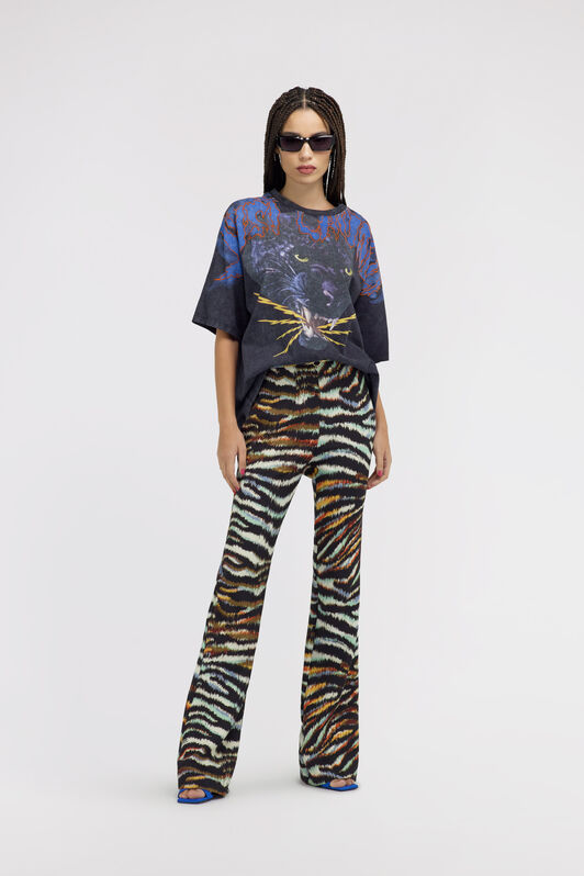 JC Just Cavalli trousers Light blue/Black SFT009-SF832