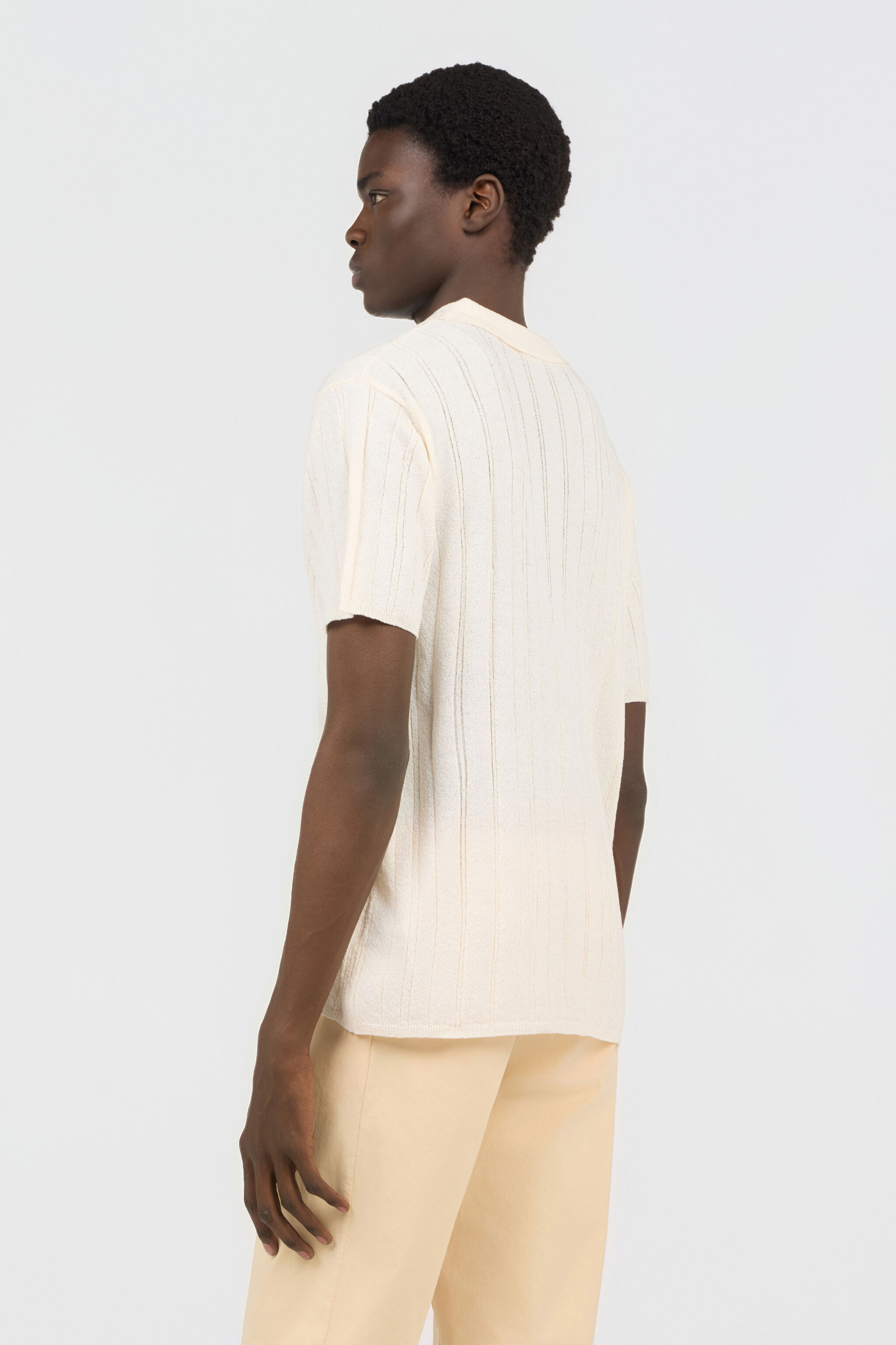 RC Cream Ribbed Polo WHITE SOT60Q-AI007