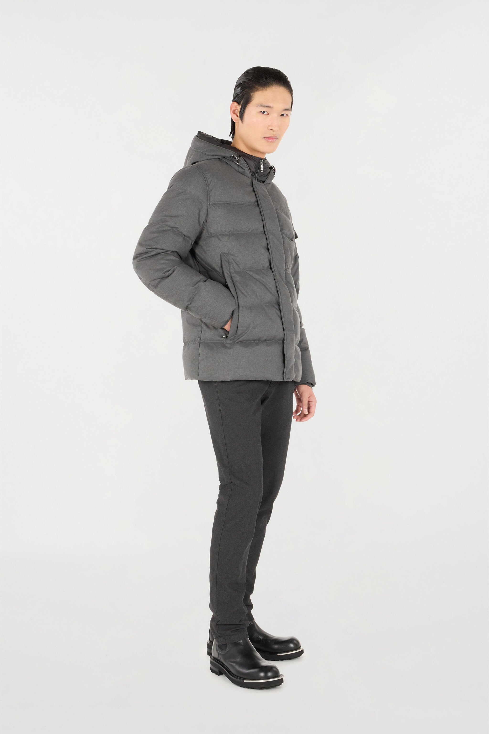 RC Plumífero con capucha GREY OOT40C-FTO01