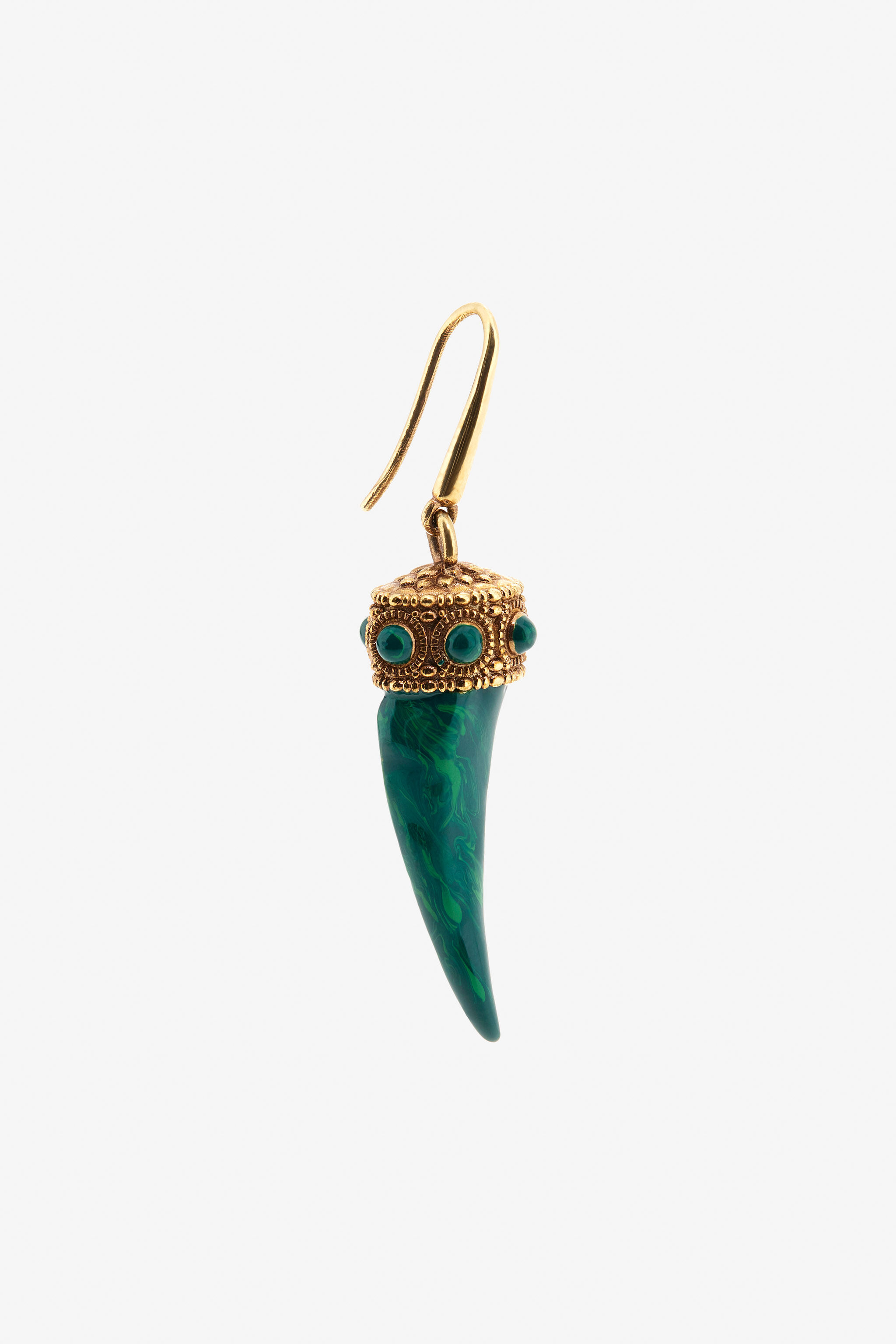RC Malachite Enamel Fang Earrings Green TKG014-AM021