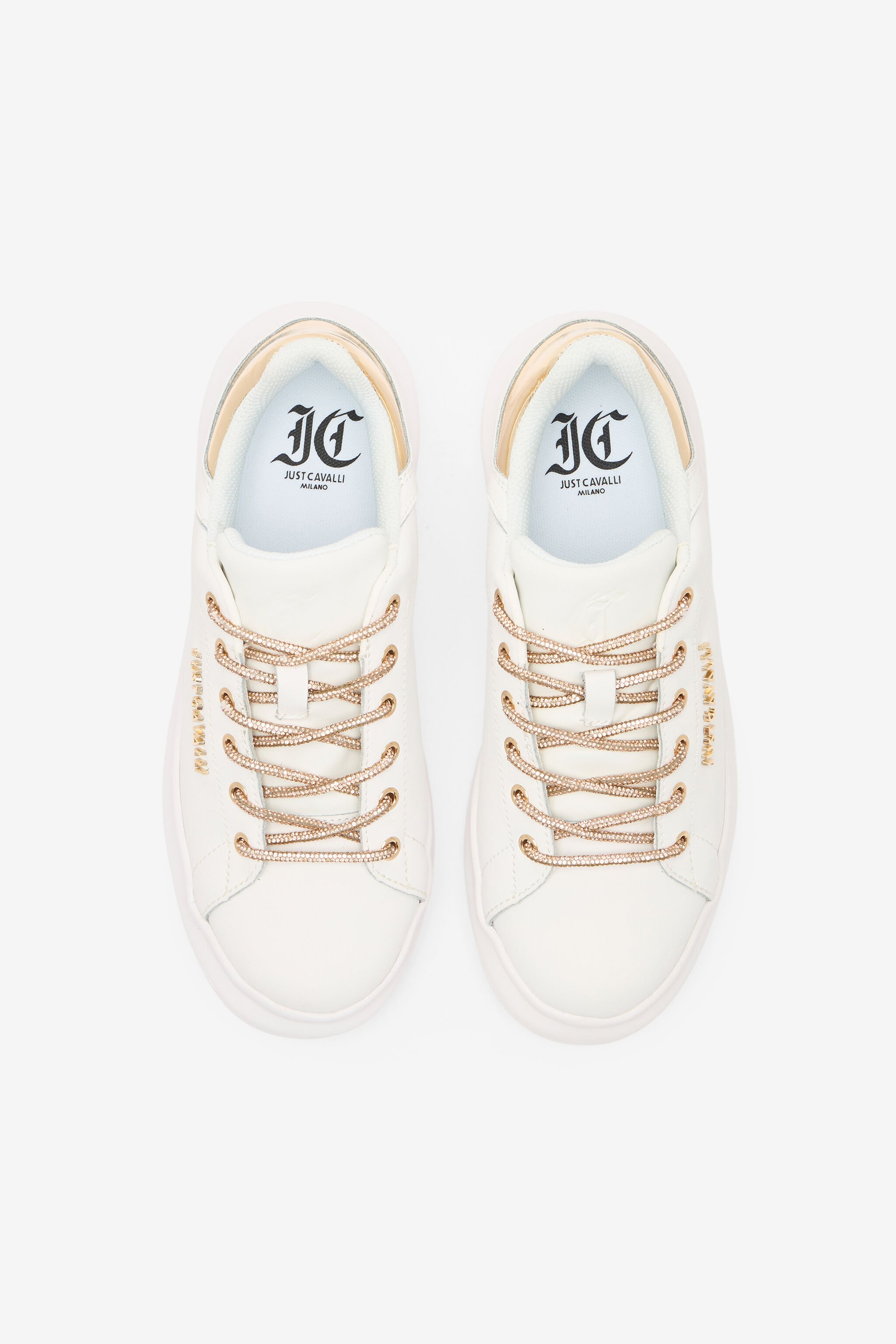 JC Sneakers Mit Schnürung Und Strass Weiß/Gold UFS030-UF352