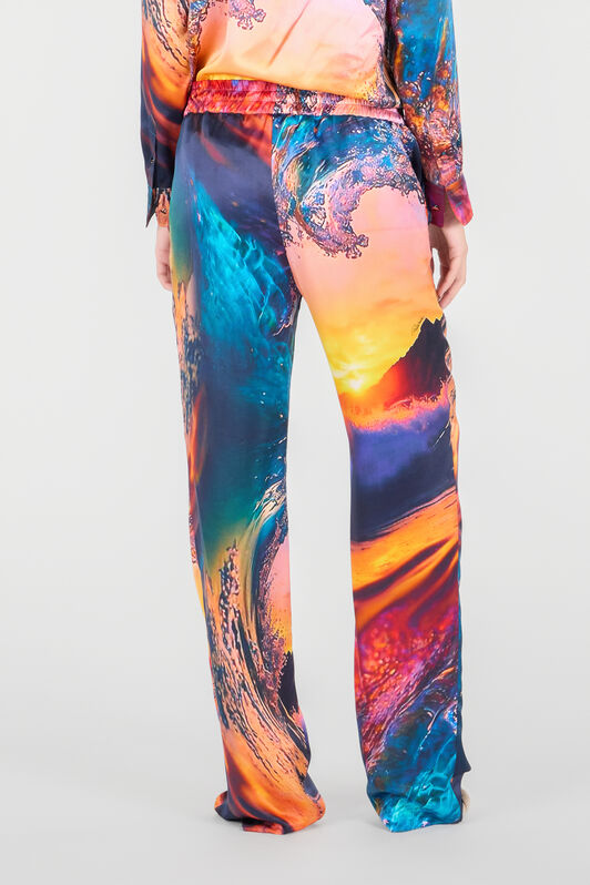 RC Woman Silk Trousers Blue/Orange UWT210-RYN98