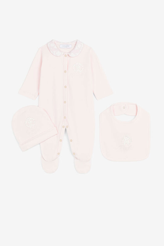 JU Embroidered-logo babygrow set Pink QJT885-JV025
