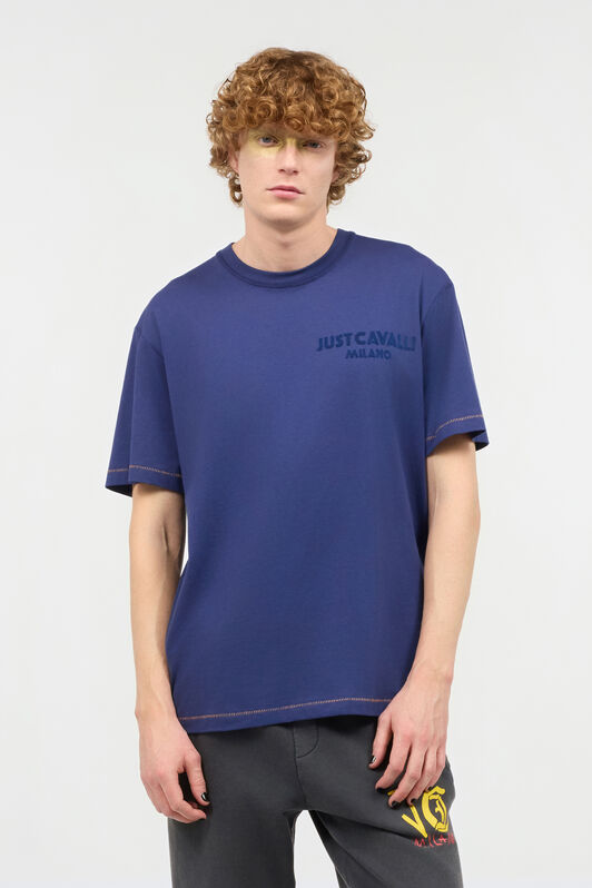 JC Camiseta Con Monograma JC Y Costuras En Contraste Azul oscuro UFT037-UF057