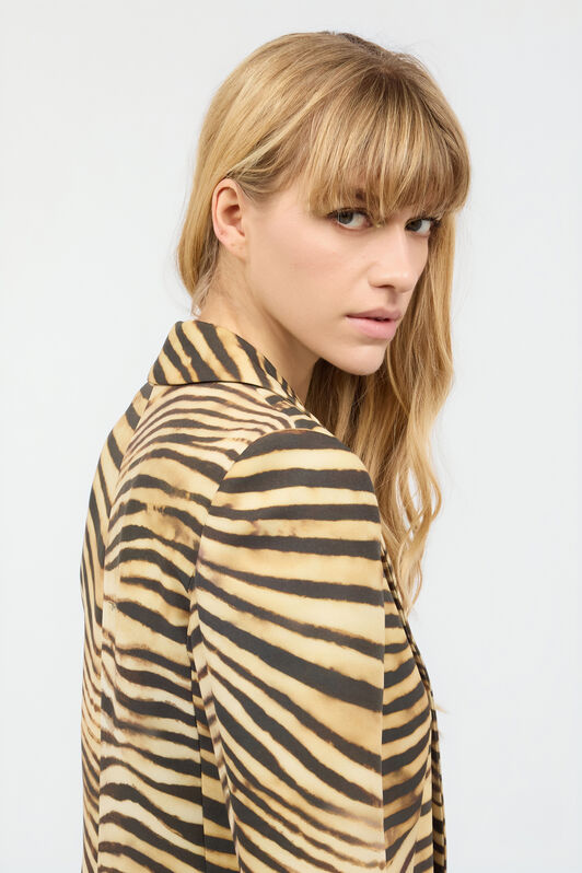 JC Chaqueta Con Estampado Tiger Skin Marrón claro UFT191-UF257