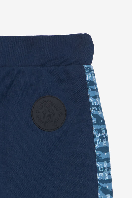 JU Pantalones Deportivos Con Bandas Con Logotipo Azul oscuro UJT20D-CF050