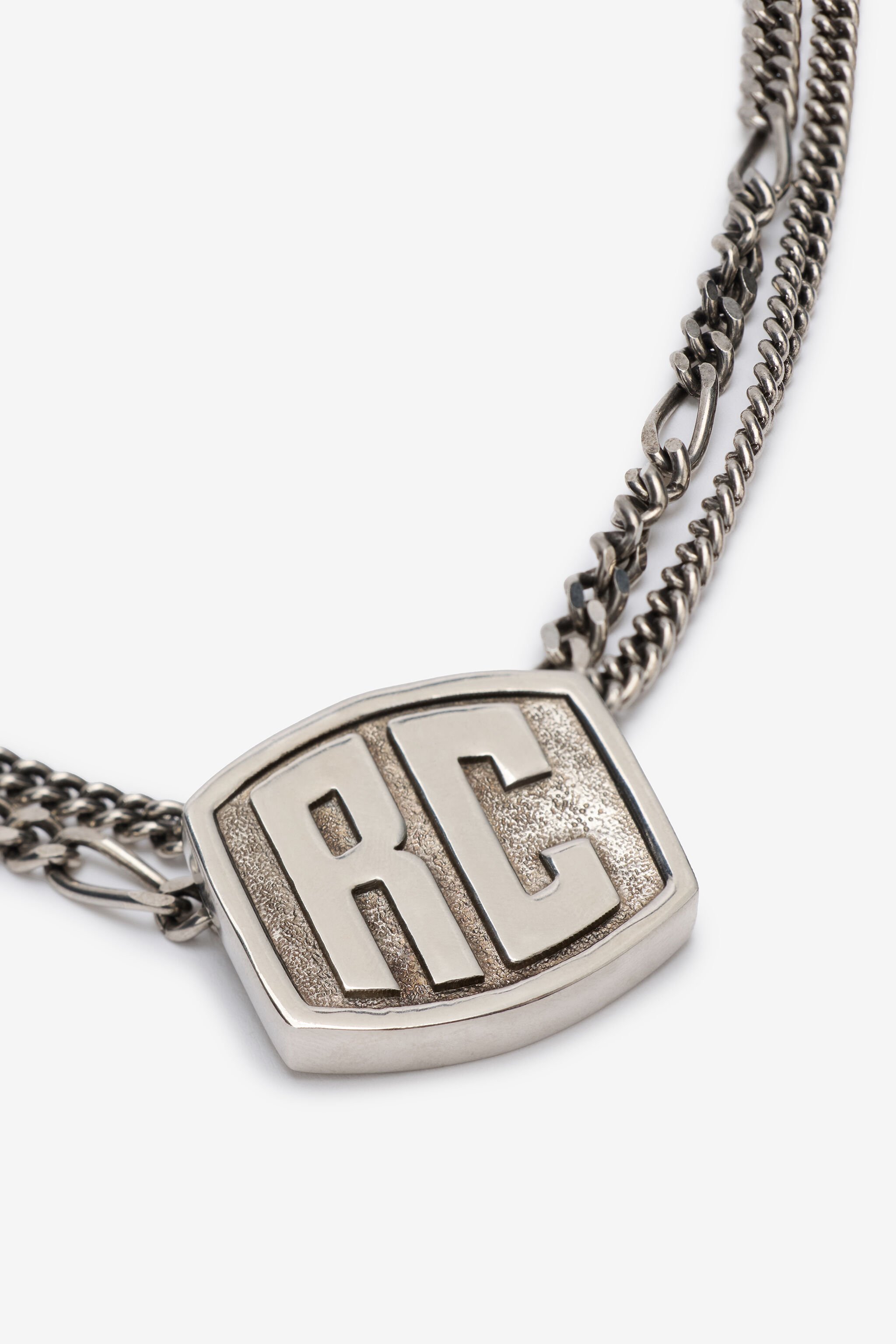 RC Necklace with Double Chain and RC Monogram Plata VRG001-AM258