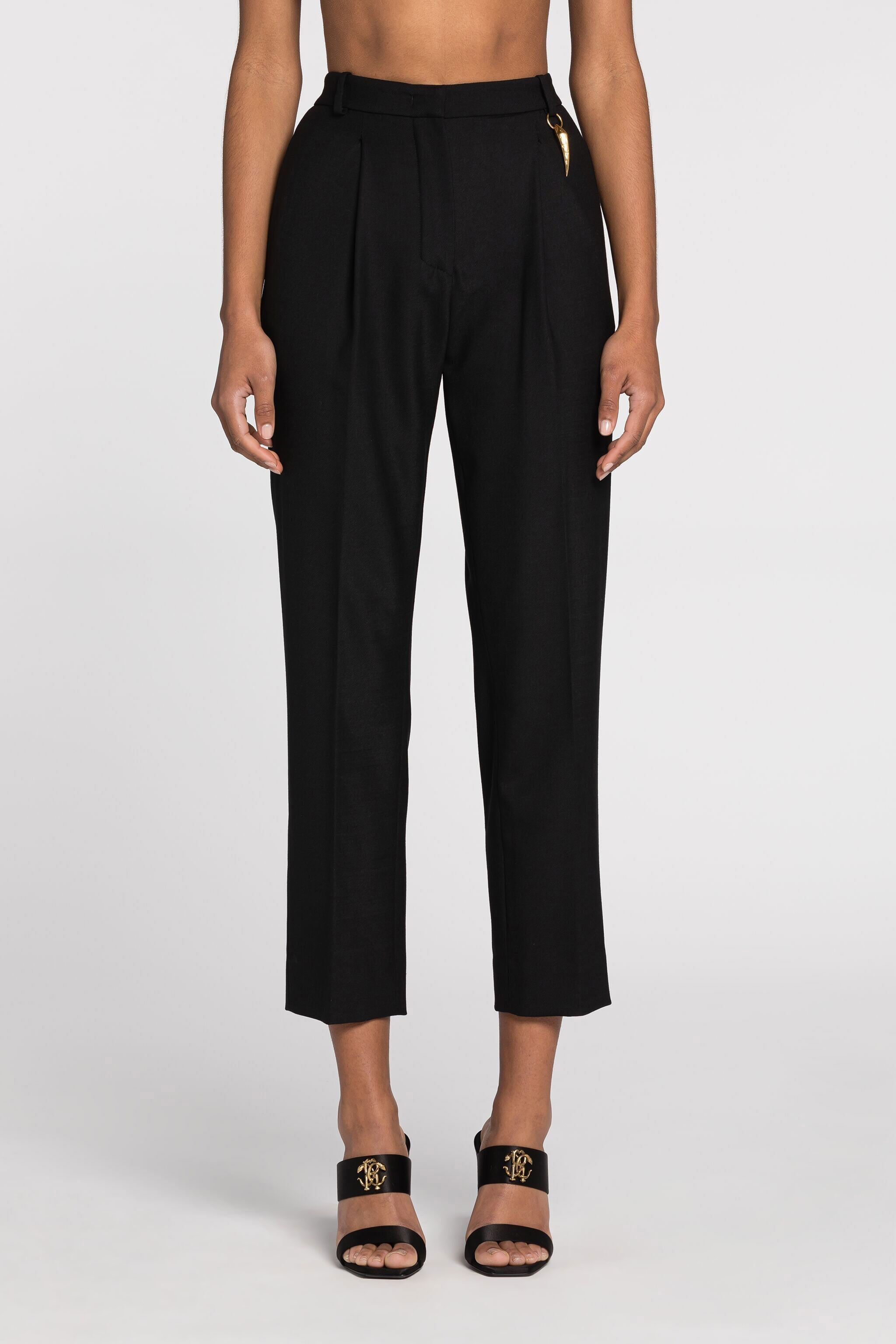 RC Pantaloni crop con zanna Nero QKR206-GA077