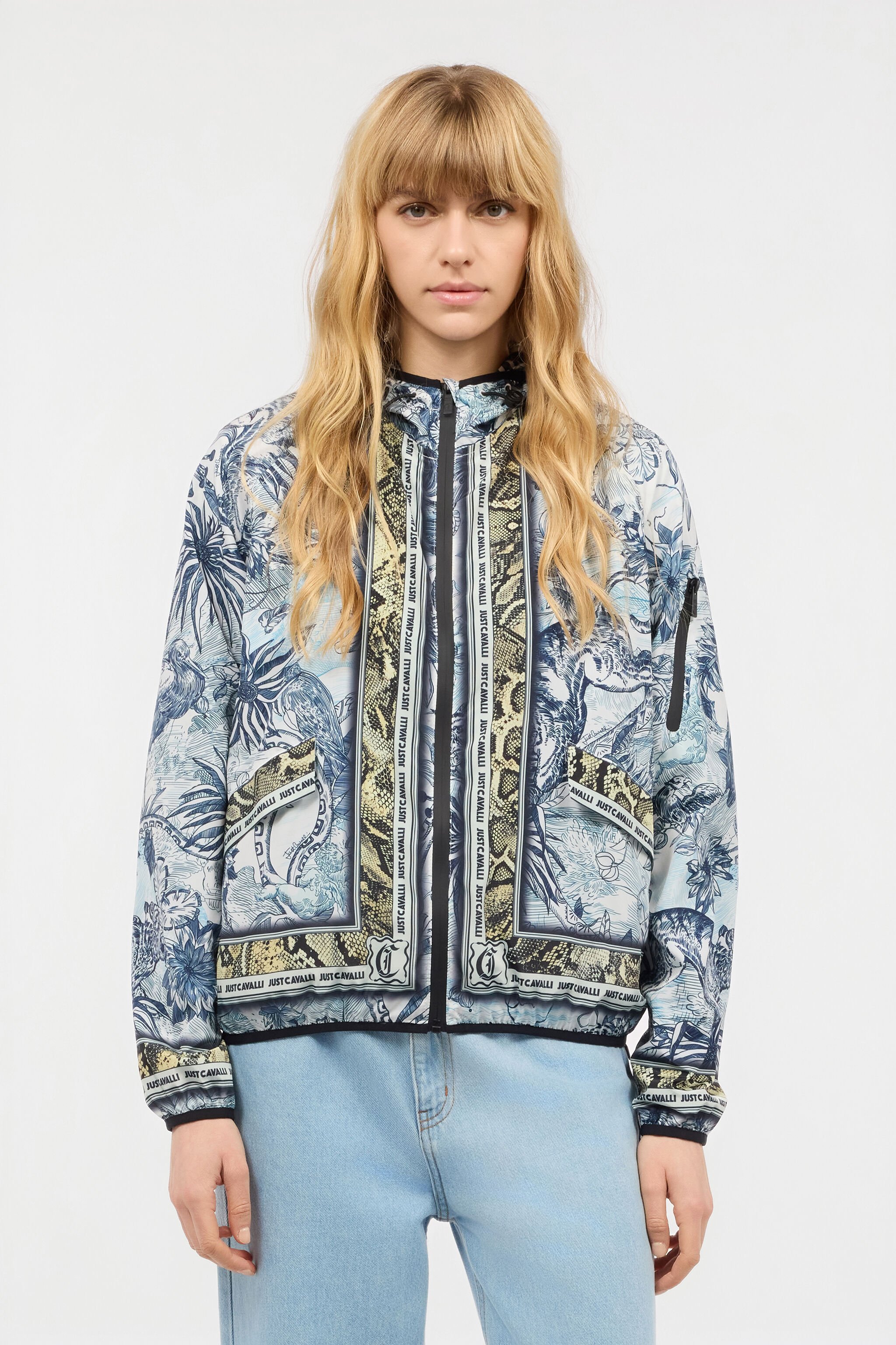 JC Jungle-Print Hooded Jacket Light blue UFT197-UF263