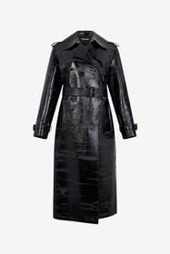 ${brand} Black Genuine Leather Long Trench Coat ${colorDescription} ${masterID}