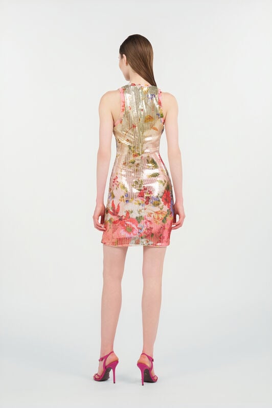 RC Miami Flowers Print Mini Dress RC Miami Flowers Print Mini Dress GREEN/FUCHSIA WQT170-VXR32