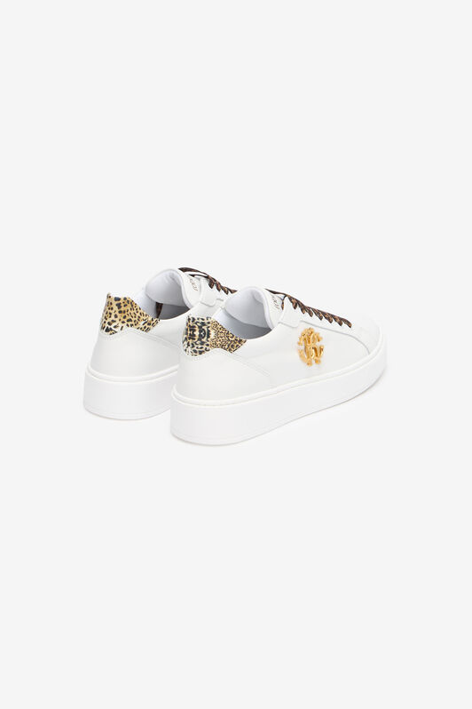 RC White Sneaker With Leopard Print And RC Monogram RC White Sneaker With Leopard Print And RC Monogram WHITE QOS01J-PZO13