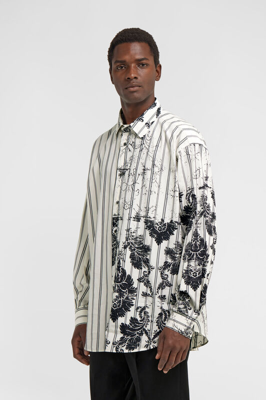 RC Broccato Print Silk Shirt White TRT720-CH039