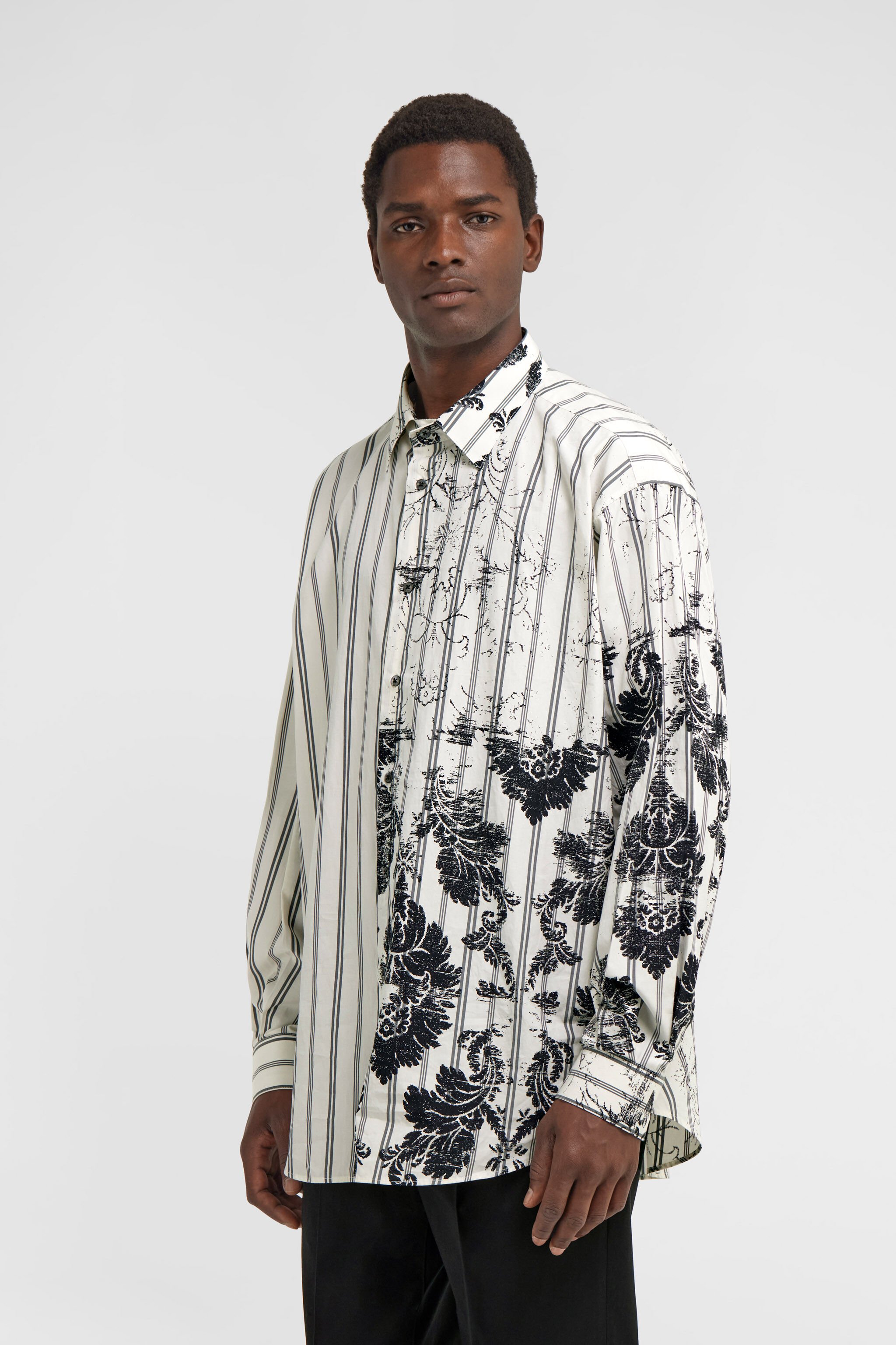 RC Broccato Print Silk Shirt White TRT720-CH039