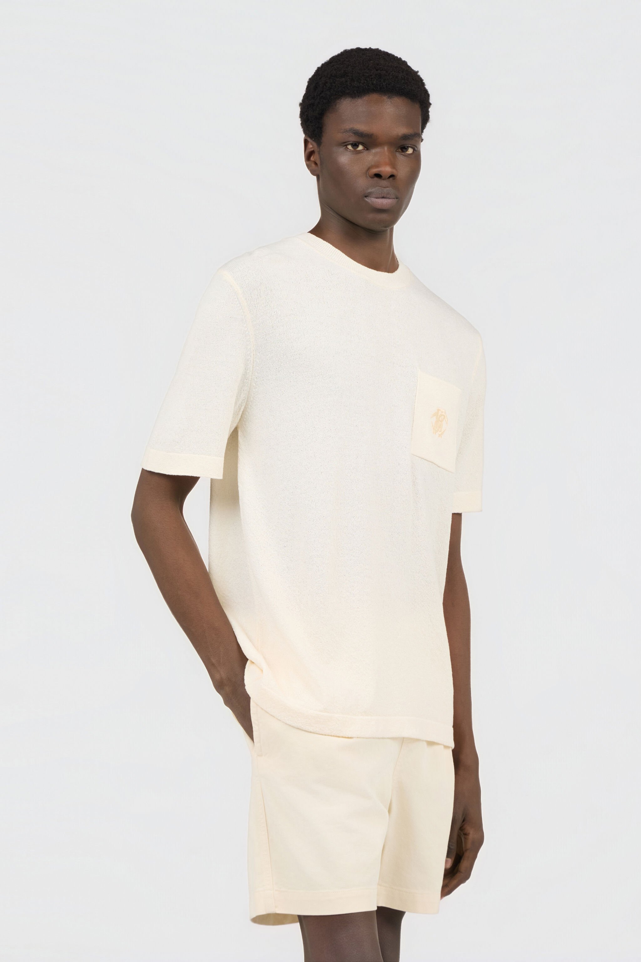 RC Ivory Knit T-Shirt with Monogram RC WHITE SOT60A-AI008