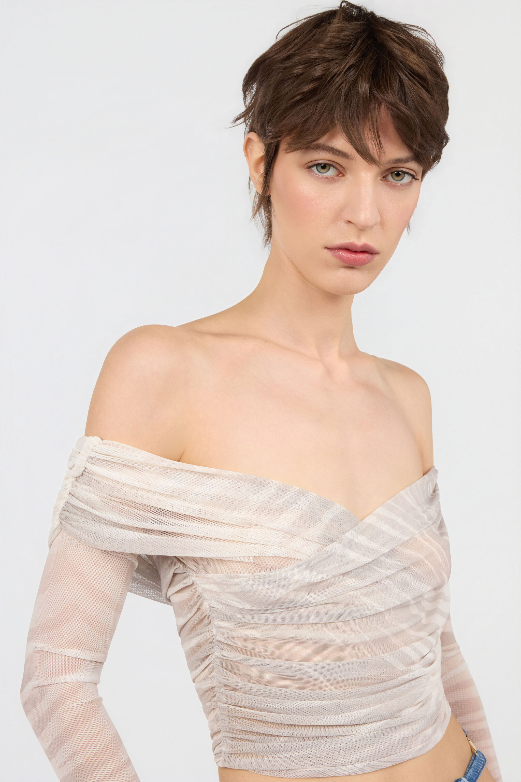 JC Top Spalle Scoperte con Stampa Natural Barb OFF WHITE WFT239-WF621