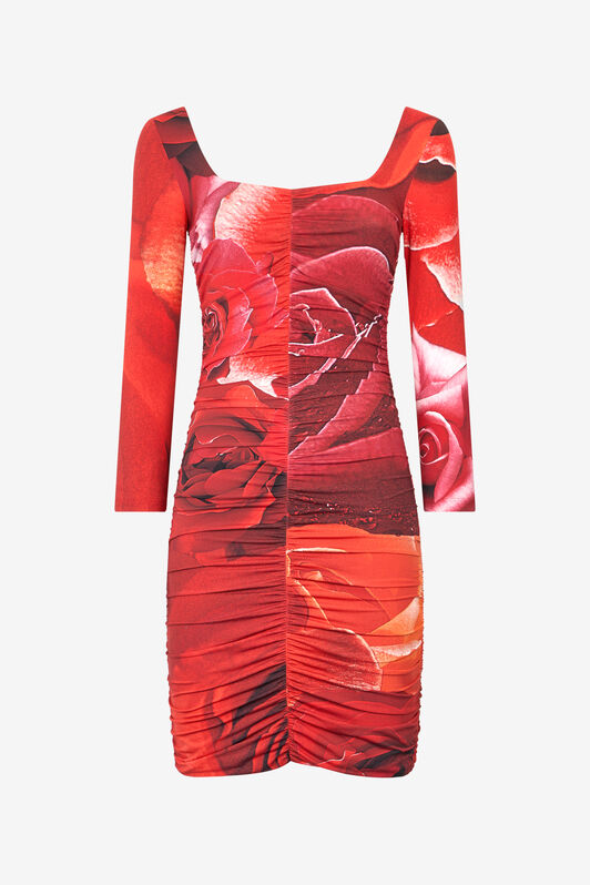 RC Rose-Print Mini Dress Red UKT103-LNN48
