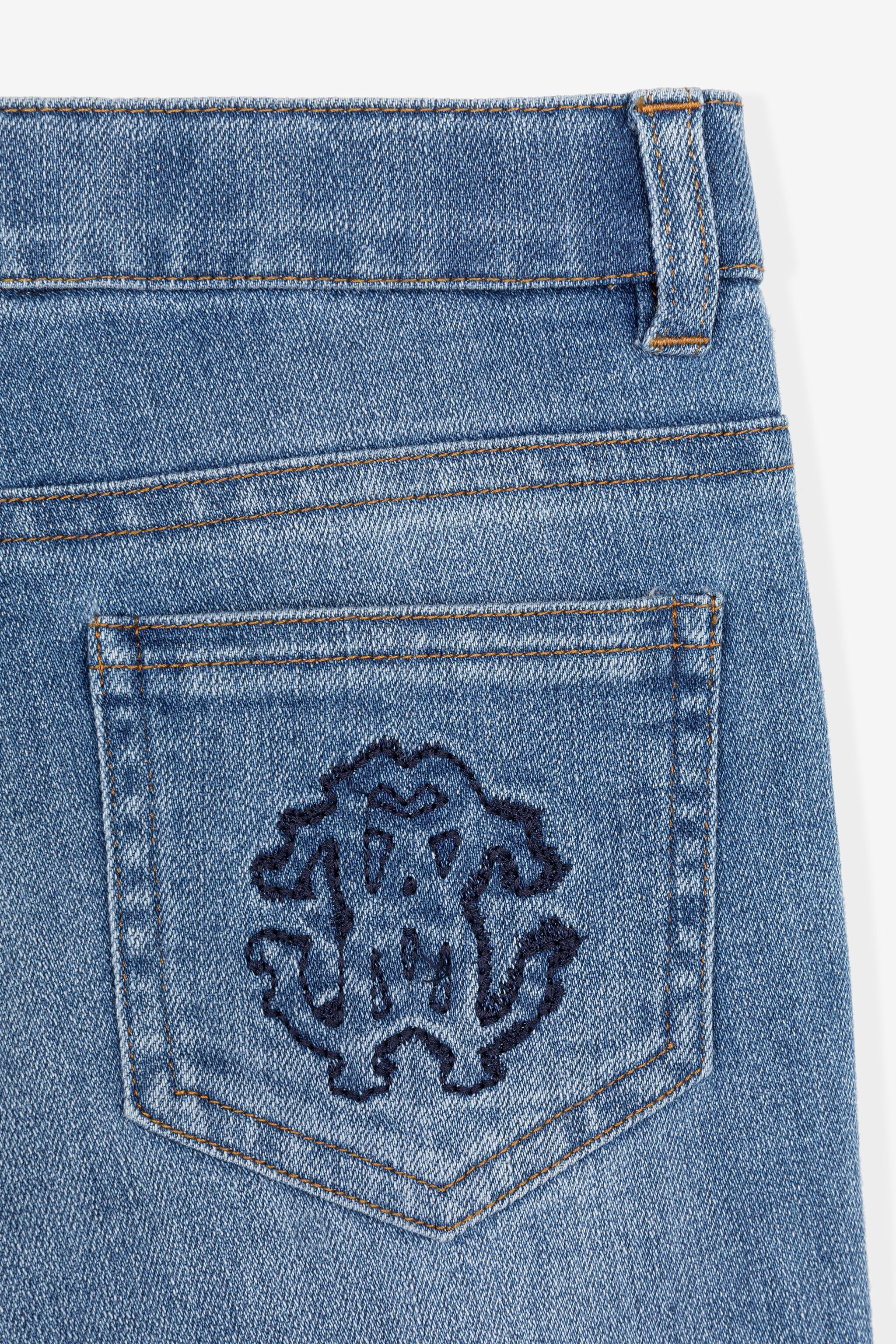 JU RC Monogram-Embroidered Denim Shorts Dark blue QJJ208-DS015