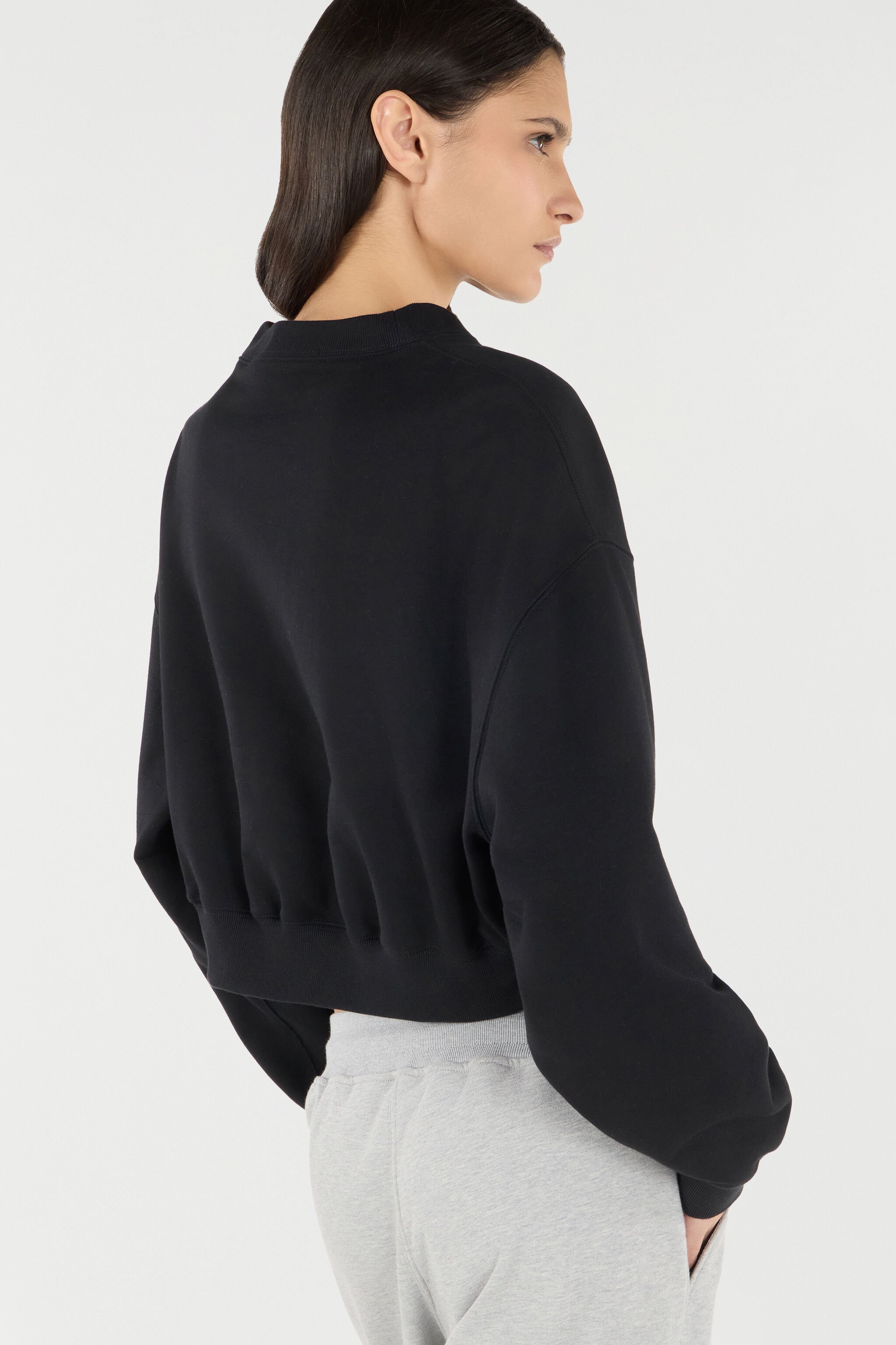 RC Cropped Sweatshirt With Logo Black UKT66A-CF057
