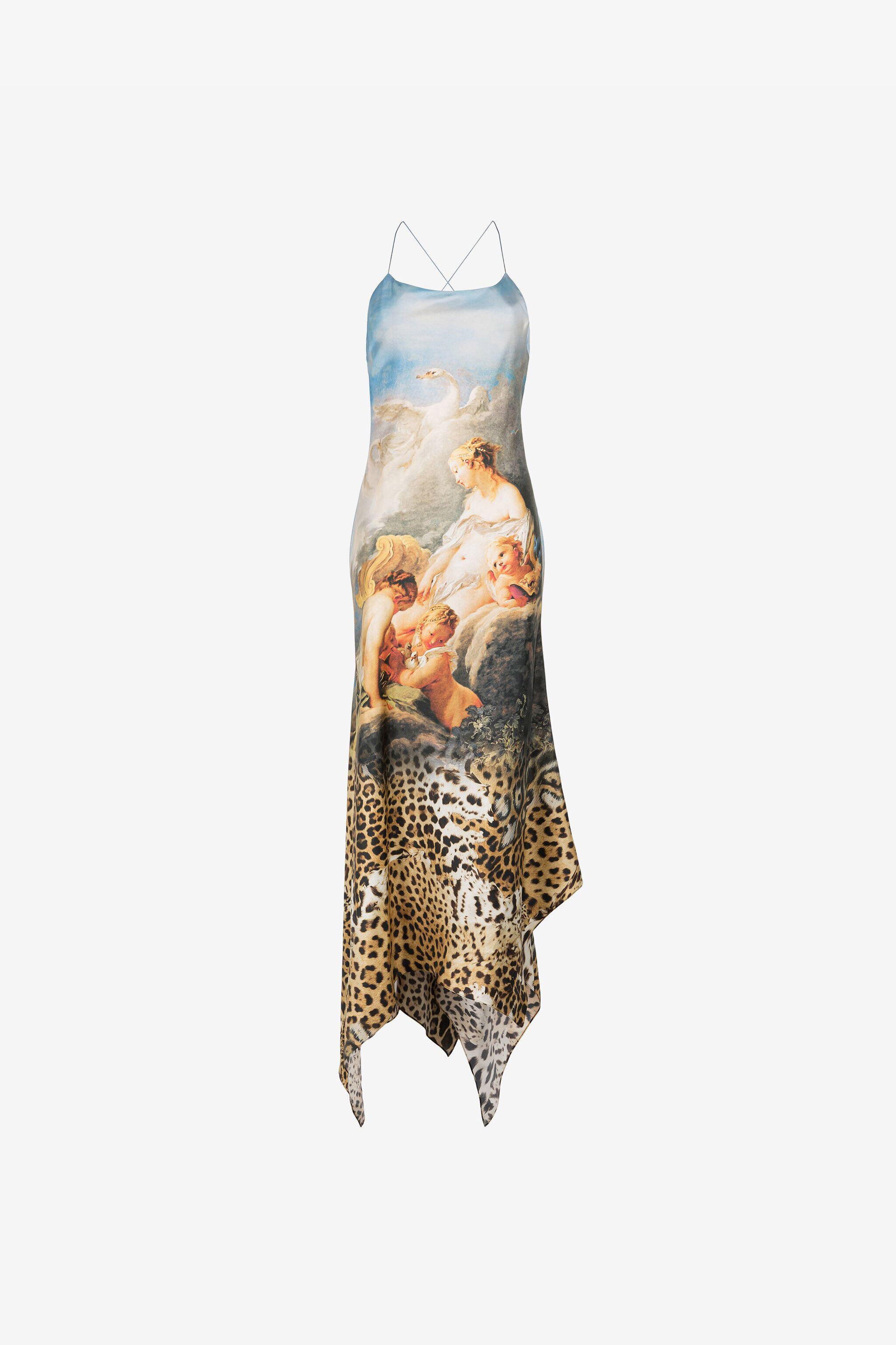 RC Graphic-print silk dress Light blue RYT133-4QG38
