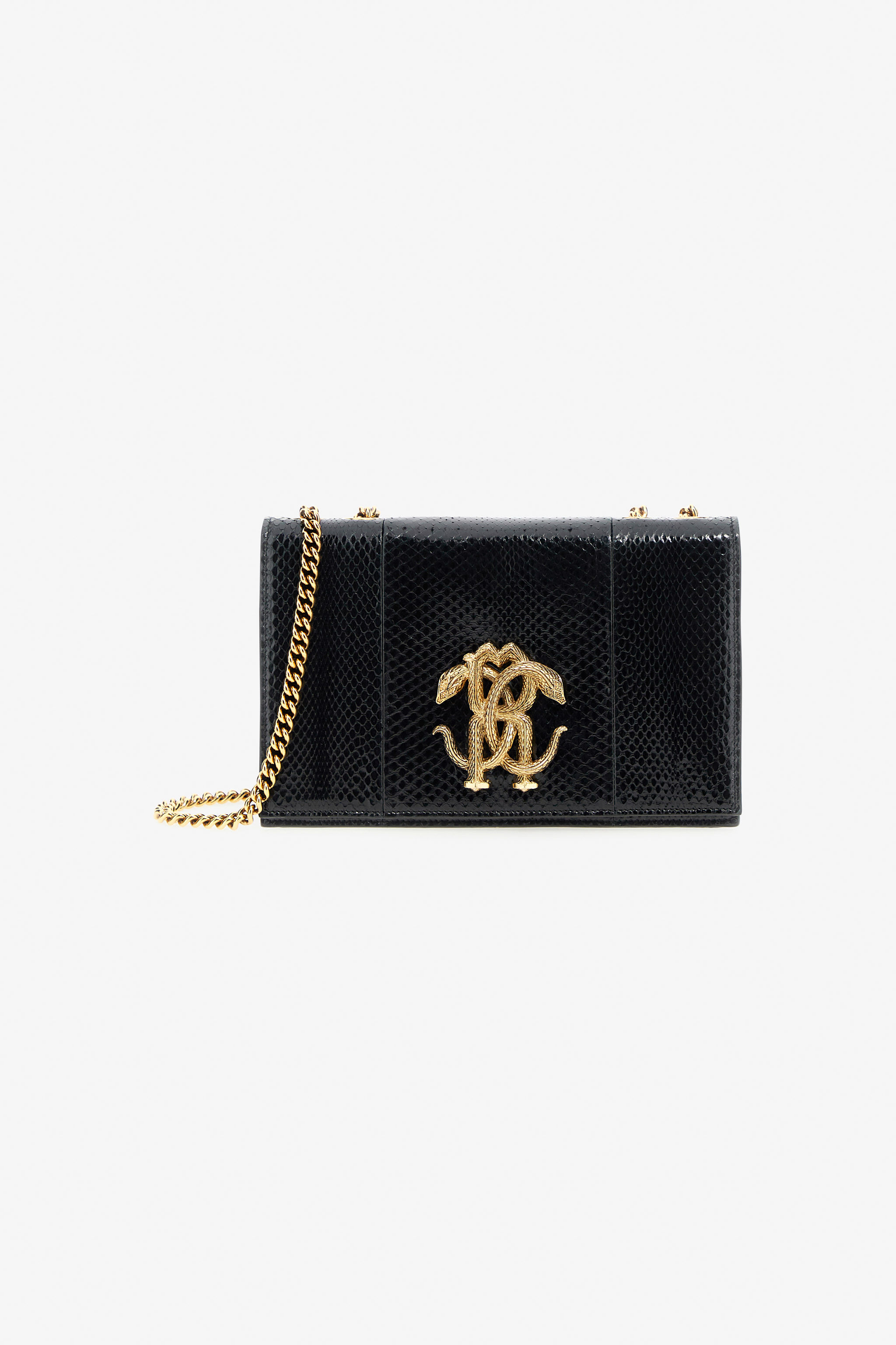 RC Shoulder Bag with Monogram Mirror Snake Black SKB120-PA001