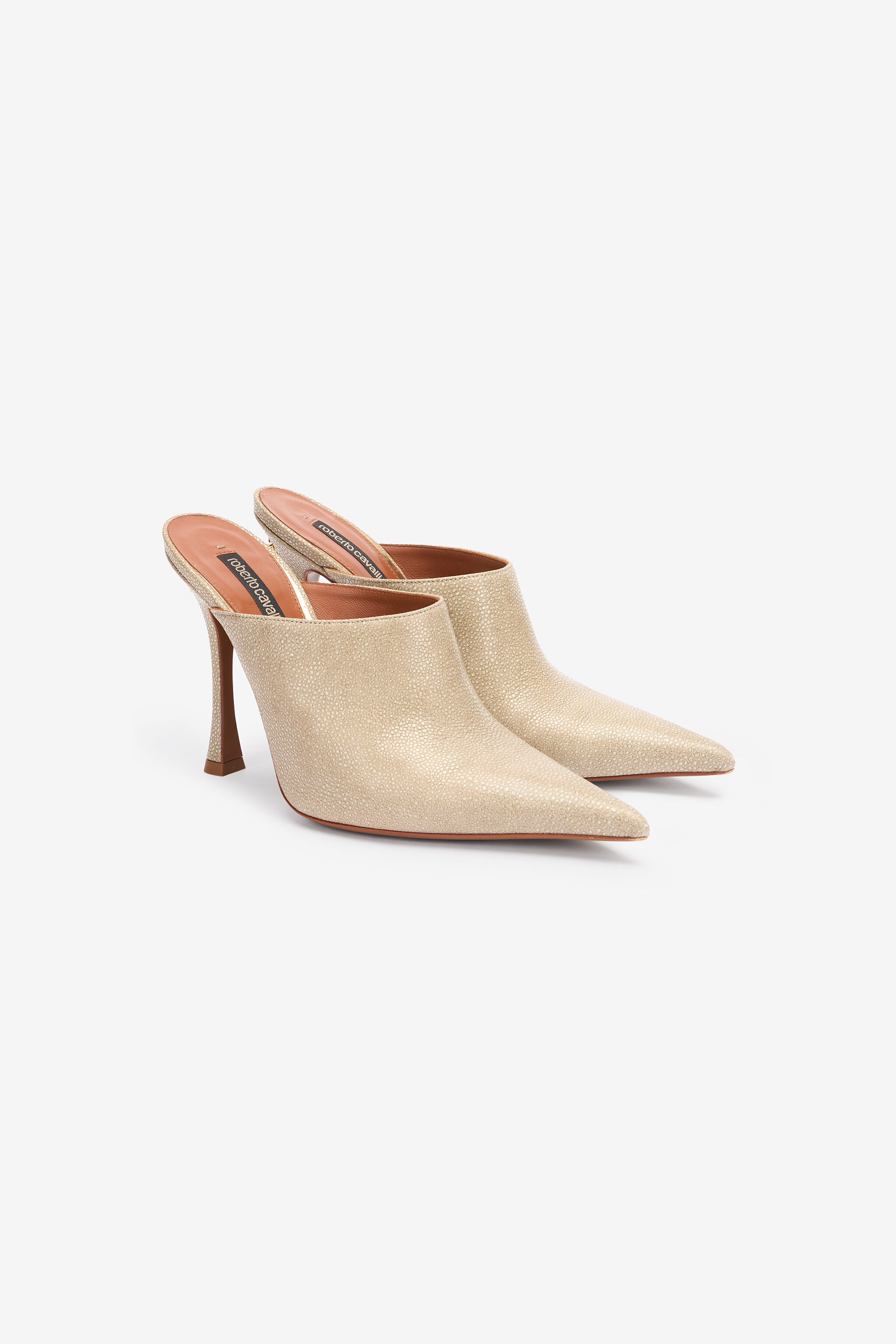 RC Leather Pointed-Toe Mules Ivory UWS015-PZI07