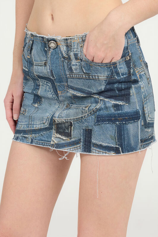 RC Patchwork Capsule Collection Denim Mini Skirt Blue UWJ350-DS001