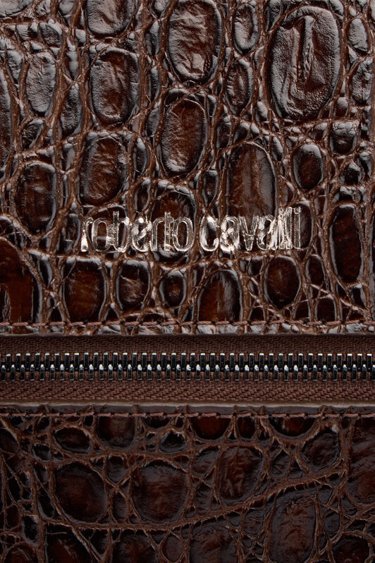 RC Crocodile-Print Document Bag Brown URB005-PZU02