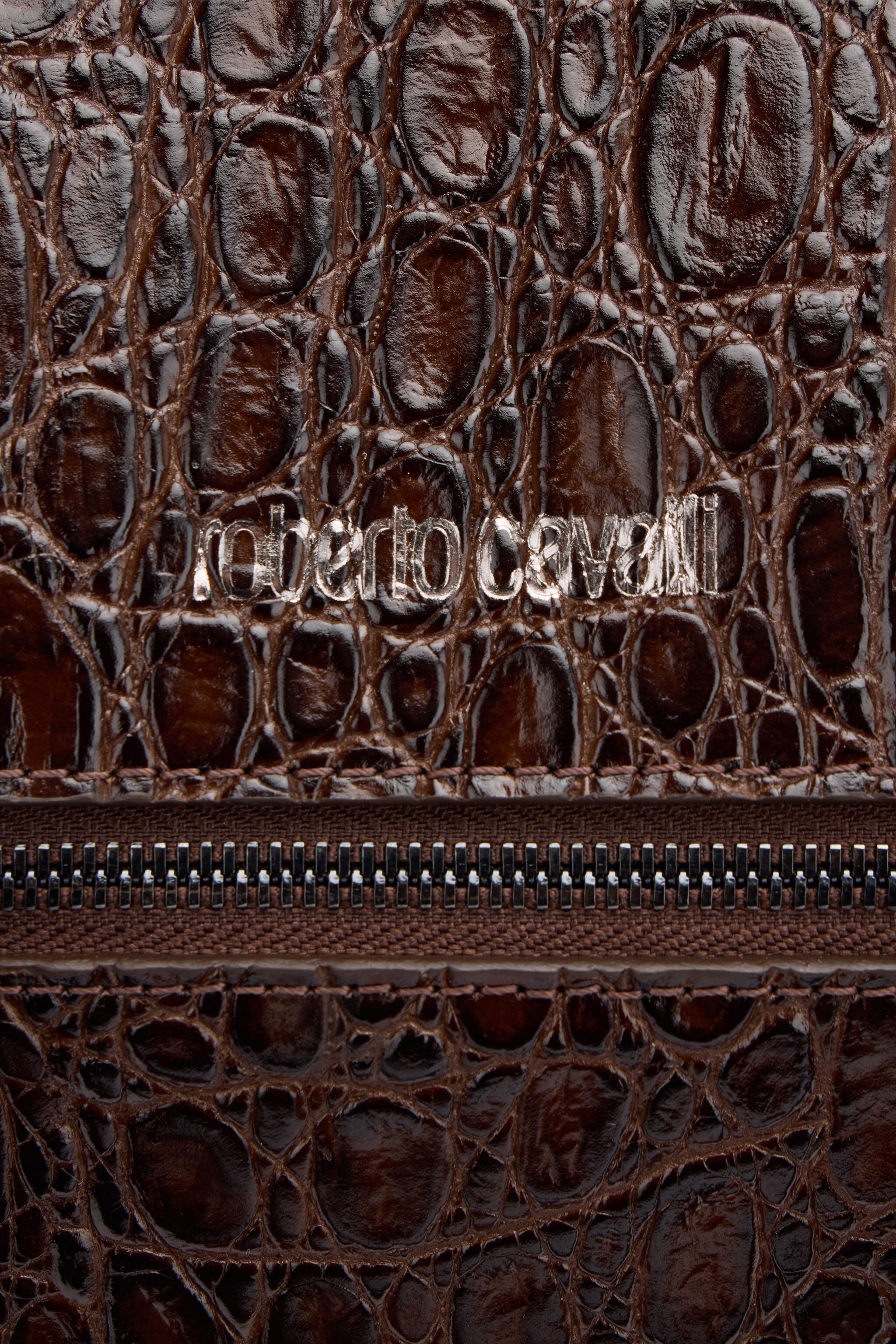 RC Crocodile-Print Document Bag Brown URB005-PZU02