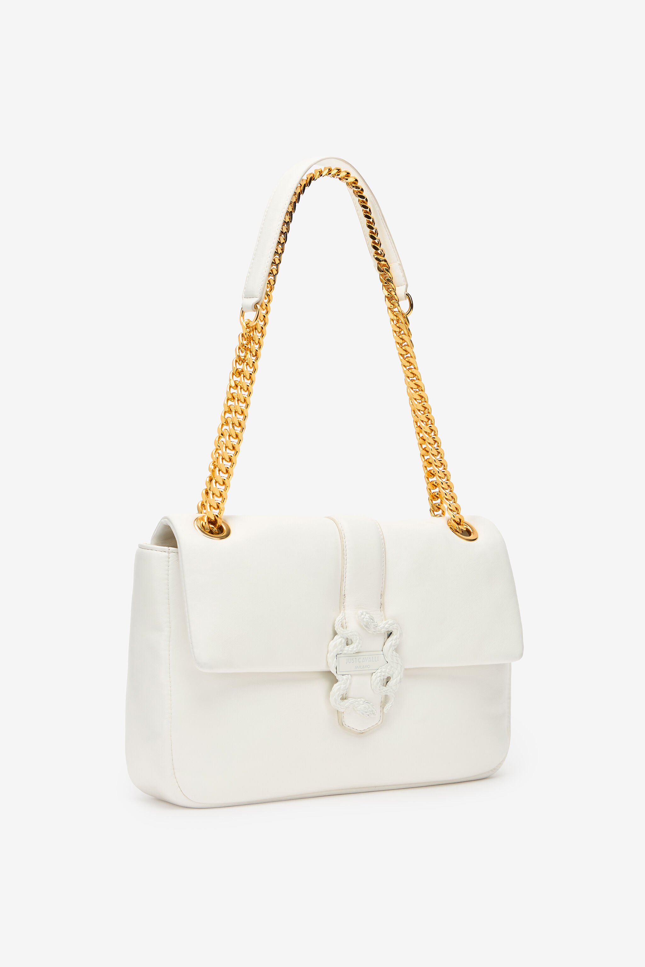 JC Borsa A Spalla Con Mirror Snake In Tono Bianco UFB055-UF424