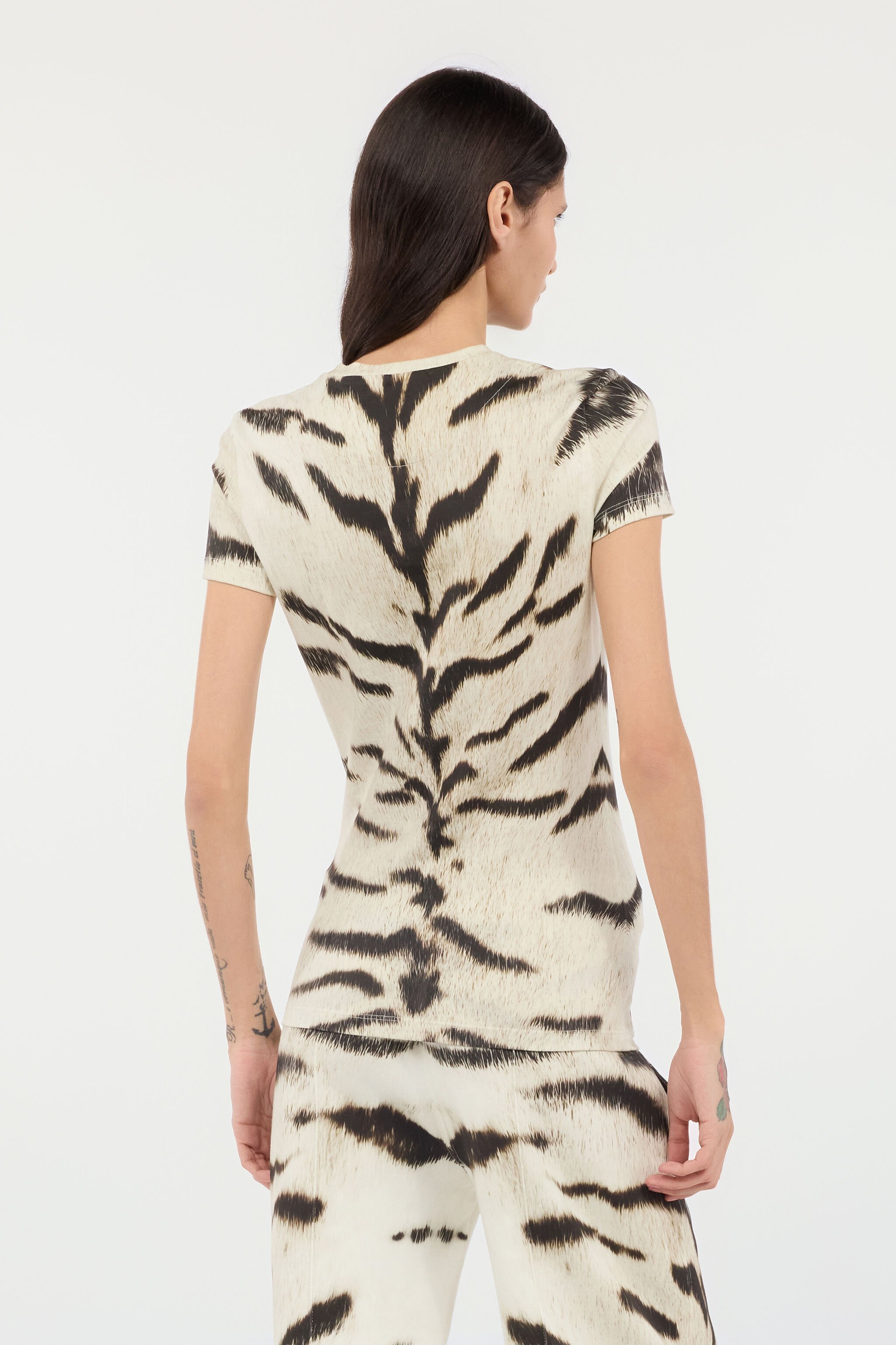 RC T-shirt da donna con stampa Tigresse Bianca OGAT X Roberto Cavalli Nero/Bianco UQT67A-3DA39